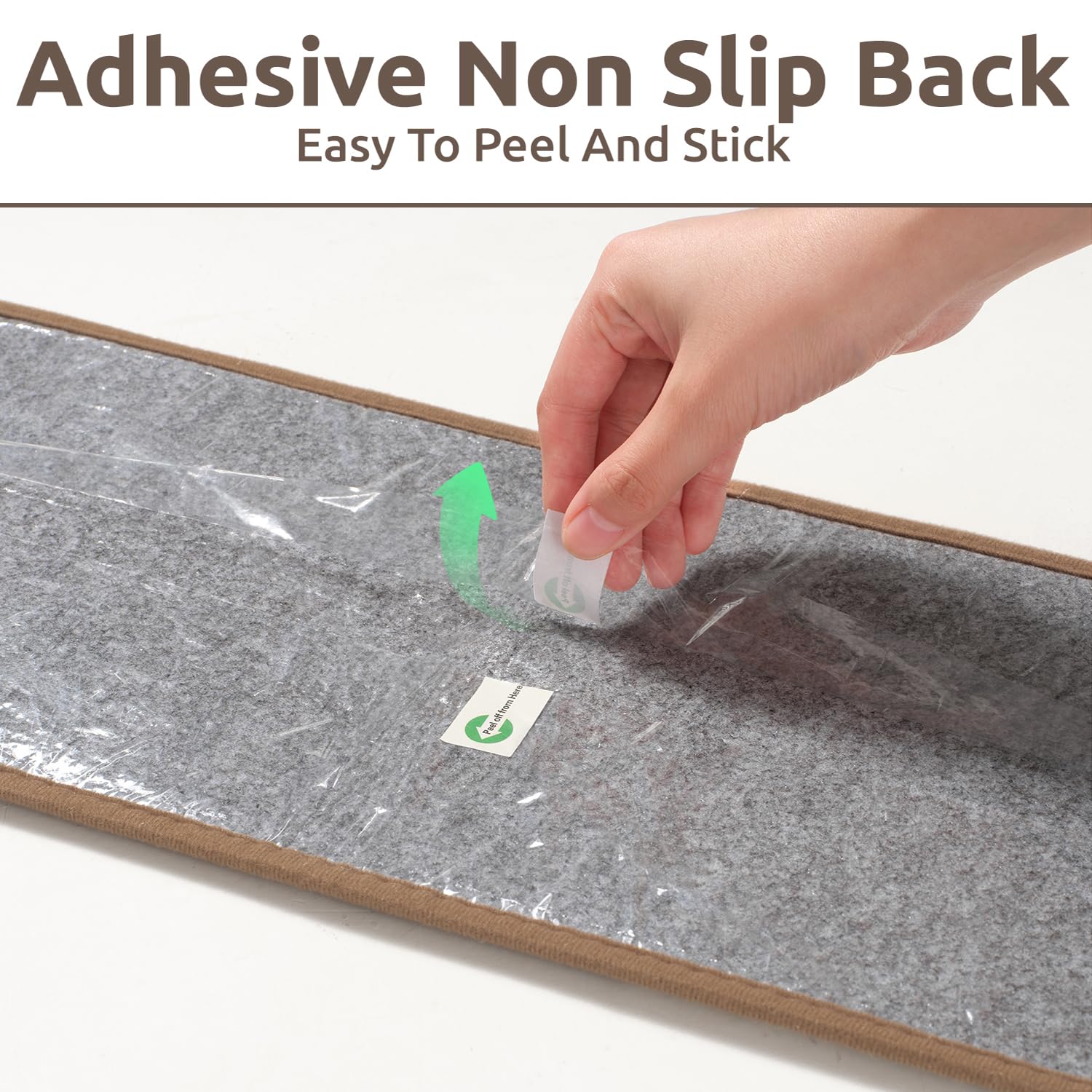 PADOOR 15PC Stair-Treads Non Slip, 3D Peel and Stick Stair Treads for Wooden Steps Indoor, Stair-Carpet Treads Washable Reusable Adhesive Stair-Runner Rugs for Kids and Dogs 8"x30" Brown