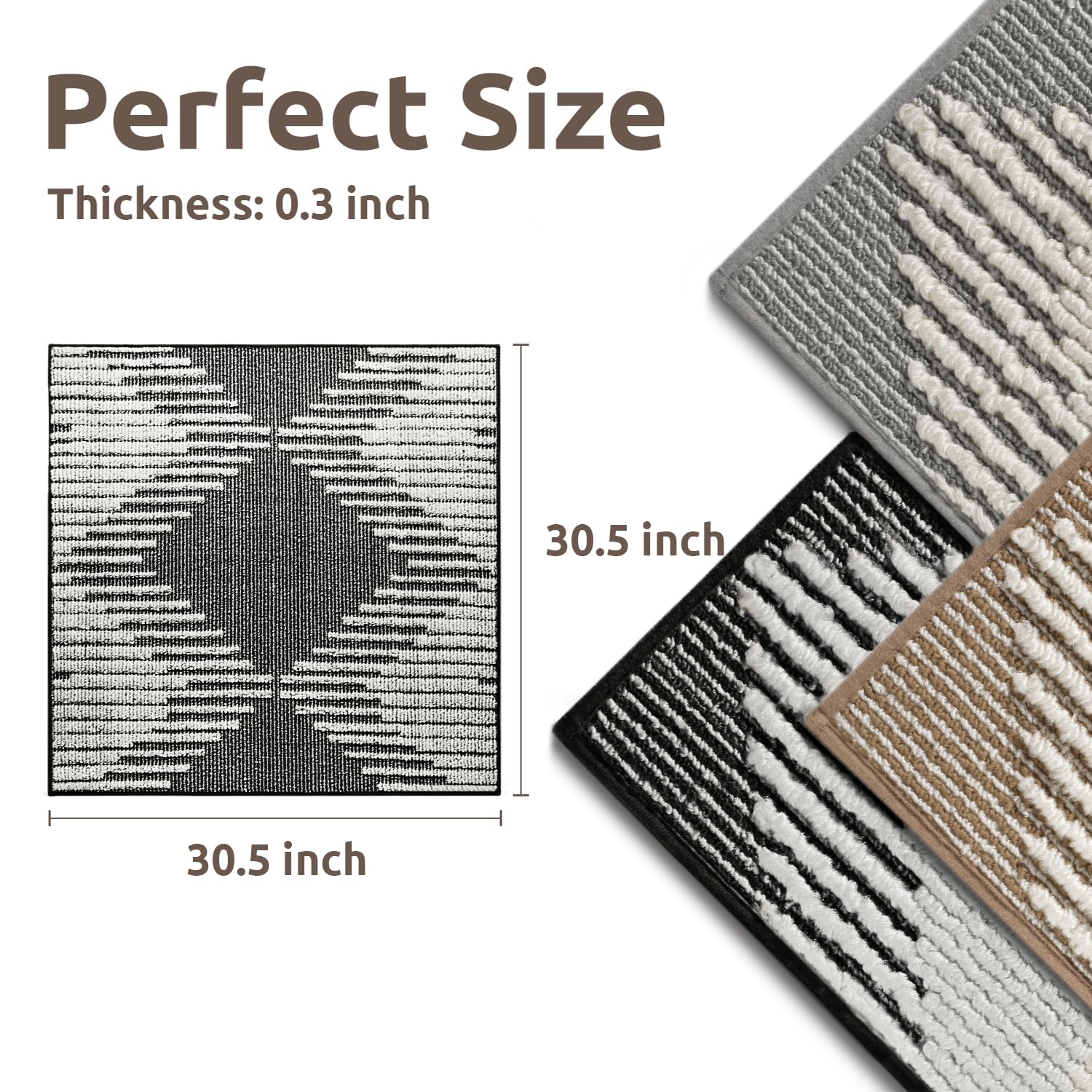 PADOOR 15PC Stair-Treads Non Slip, 3D Peel and Stick Stair Treads for Wooden Steps Indoor, Stair-Carpet Treads Washable Reusable Adhesive Stair-Runner Rugs for Kids and Dogs 8"x30" Brown