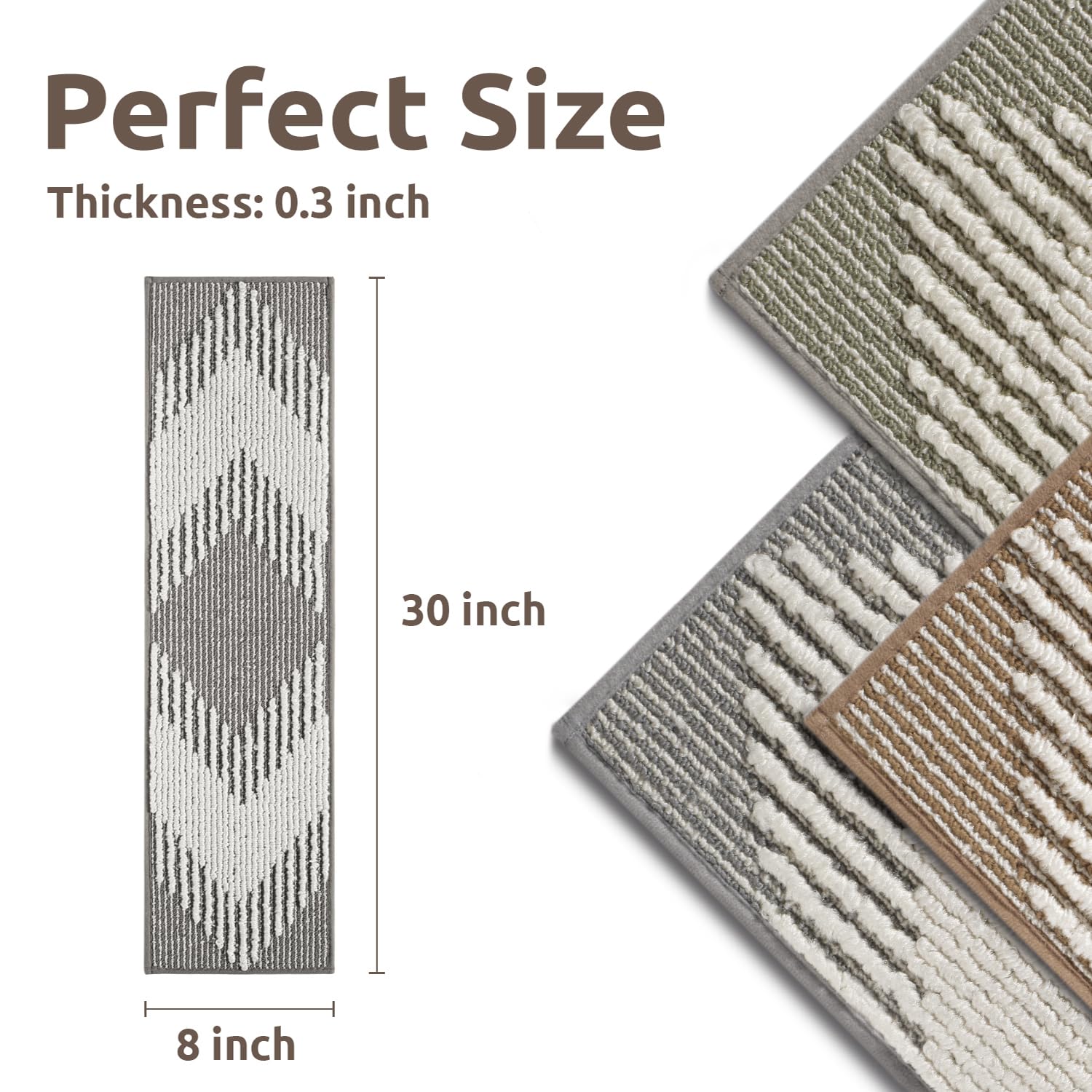 PADOOR 15PC Stair-Treads Non Slip, 3D Peel and Stick Stair Treads for Wooden Steps Indoor, Stair-Carpet Treads Washable Reusable Adhesive Stair-Runner Rugs for Kids and Dogs 8"x30" Brown