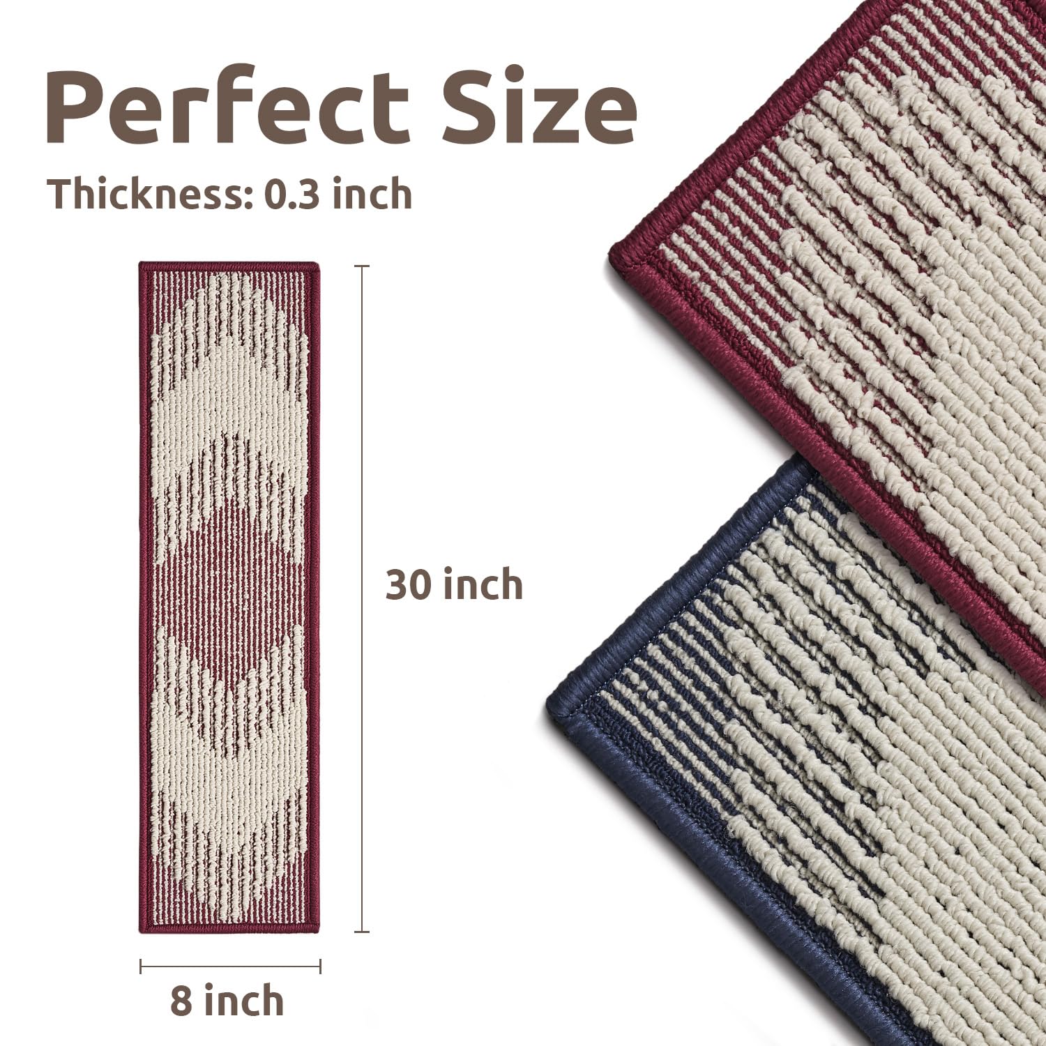 PADOOR 15PC Stair-Treads Non Slip, 3D Peel and Stick Stair Treads for Wooden Steps Indoor, Stair-Carpet Treads Washable Reusable Adhesive Stair-Runner Rugs for Kids and Dogs 8"x30" Brown