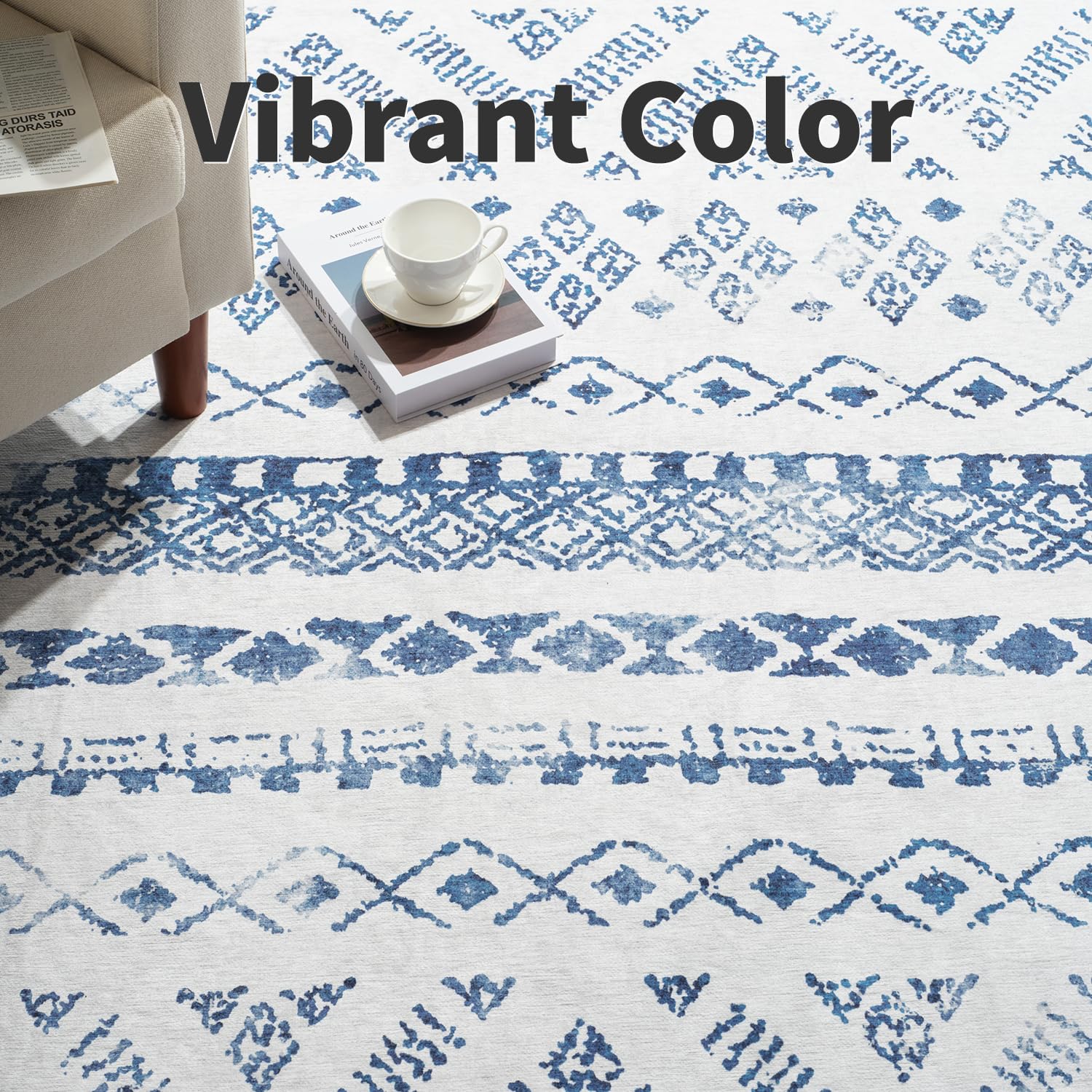 PADOOR 8x10 Rugs for Living Room Non Slip Geometric Machine Washable Rugs Neutral Area-Rugs 8x10 Modern Ultra Thin Carpet for Bedroom Dining Room, No Shedding Office Rug, Grey Rug