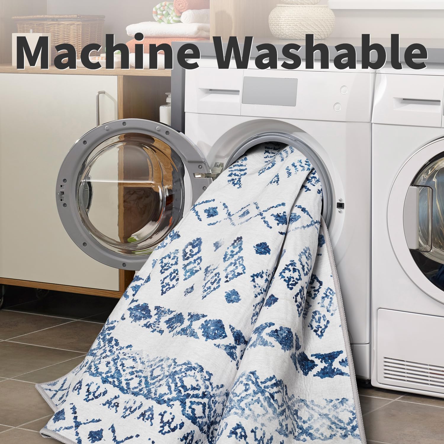 PADOOR 8x10 Rugs for Living Room Non Slip Geometric Machine Washable Rugs Neutral Area-Rugs 8x10 Modern Ultra Thin Carpet for Bedroom Dining Room, No Shedding Office Rug, Grey Rug