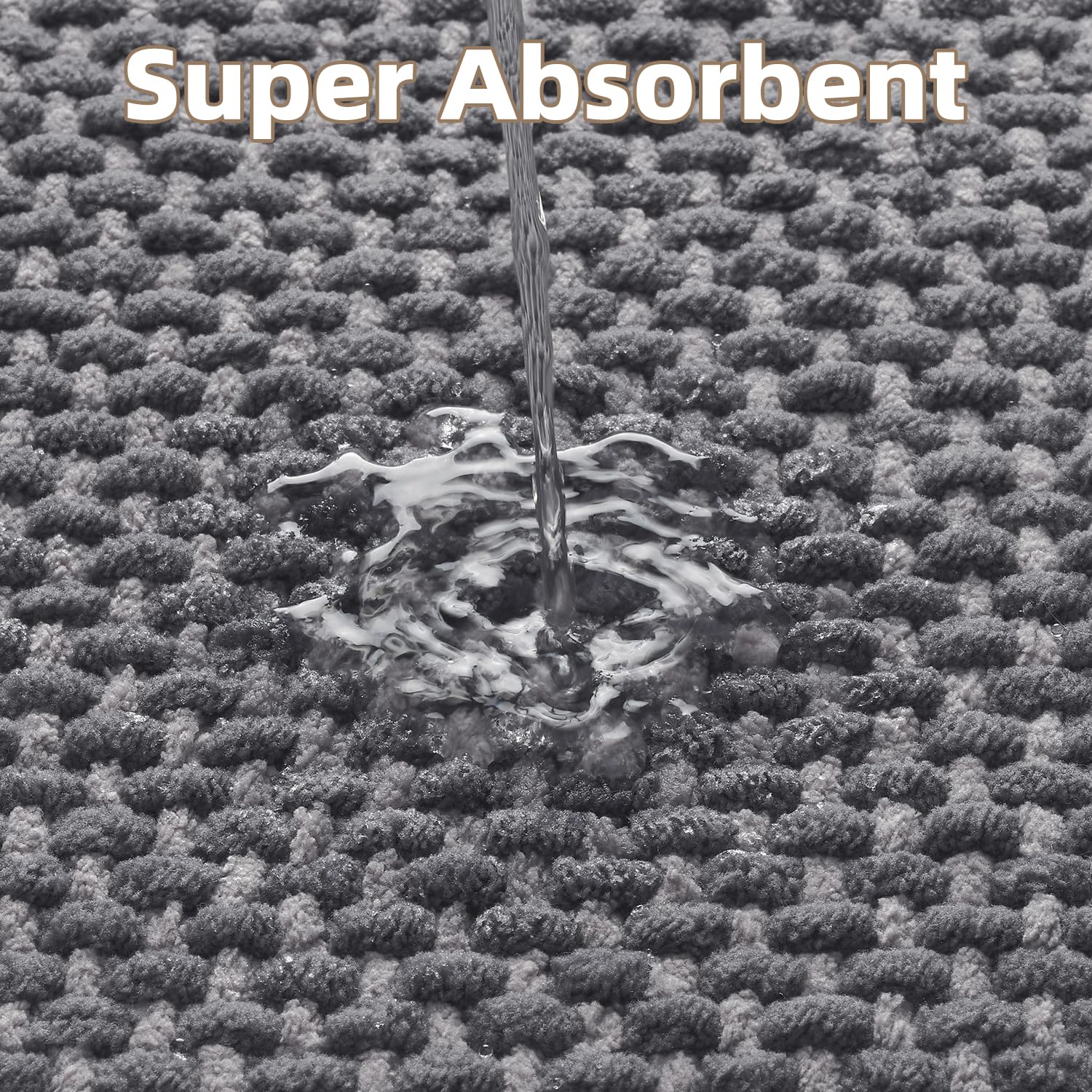 PADOOR-Bath Mat-Super Absorbent Chenille Bathroom Mats-Rubber Backed Bath Mats for Bathroom Non Slip, Machine Washable Bathroom Rugs Front of Bathtub,Shower Room,Sink-17×28, Beige&Cream