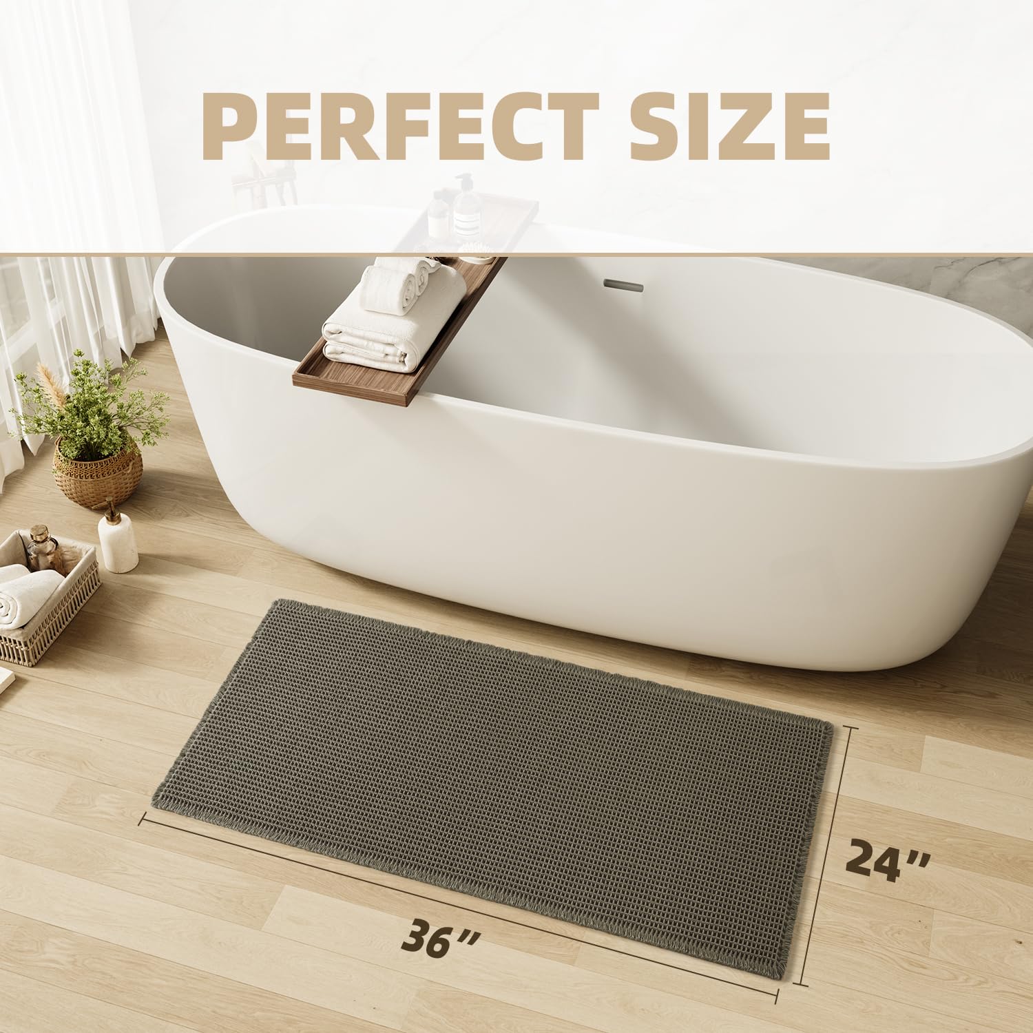 PADOOR Bath mats for Bathroom Non Slip, Bath Rugs, Bathroom mat, Absorbent Bath mat, 24" x 36", Green