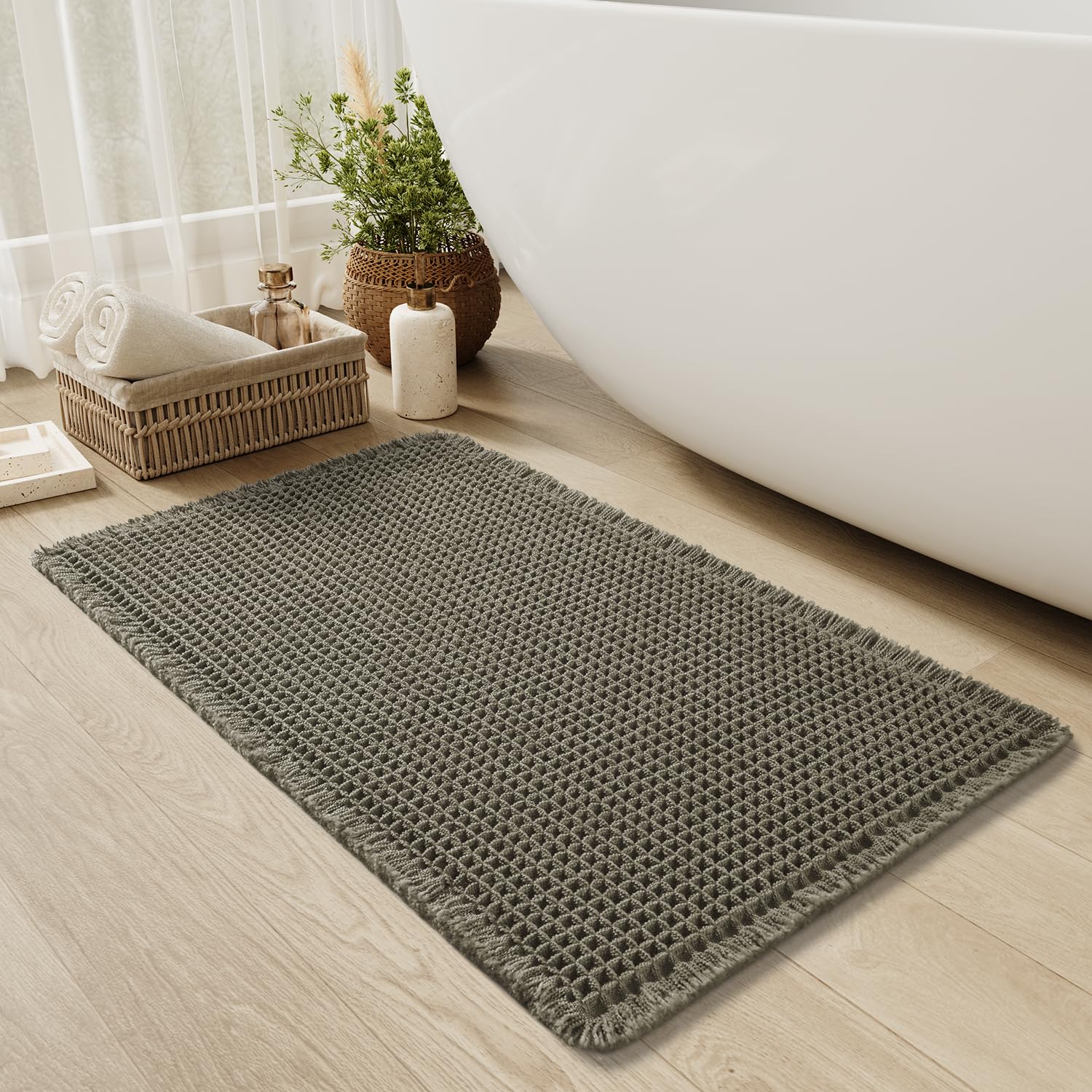 PADOOR Bath mats for Bathroom Non Slip, Bath Rugs, Bathroom mat, Absorbent Bath mat, 24" x 36", Green