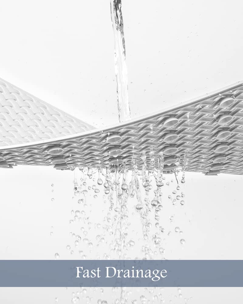 PADOOR Bathtub-Mat Non Slip with Suction Cups and Drain Holes, Machine Washable Shower Mat Anti Slip Bath Mat for Tub for Kids (14"x27" Gray)