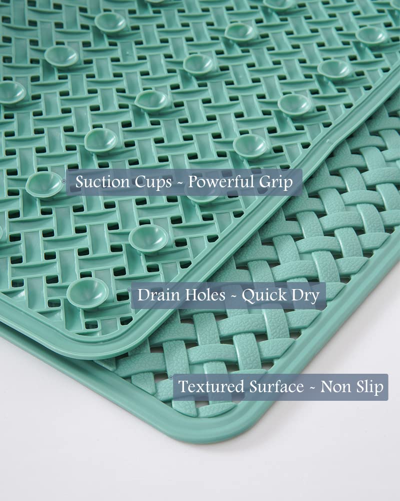 PADOOR Bathtub-Mat Non Slip with Suction Cups and Drain Holes, Machine Washable Shower Mat Anti Slip Bath Mat for Tub for Kids (14"x27" Gray)