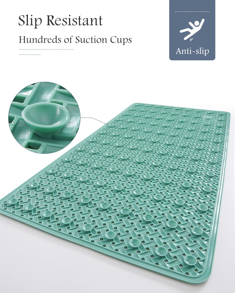 PADOOR Bathtub-Mat Non Slip with Suction Cups and Drain Holes, Machine Washable Shower Mat Anti Slip Bath Mat for Tub for Kids (14"x27" Gray)