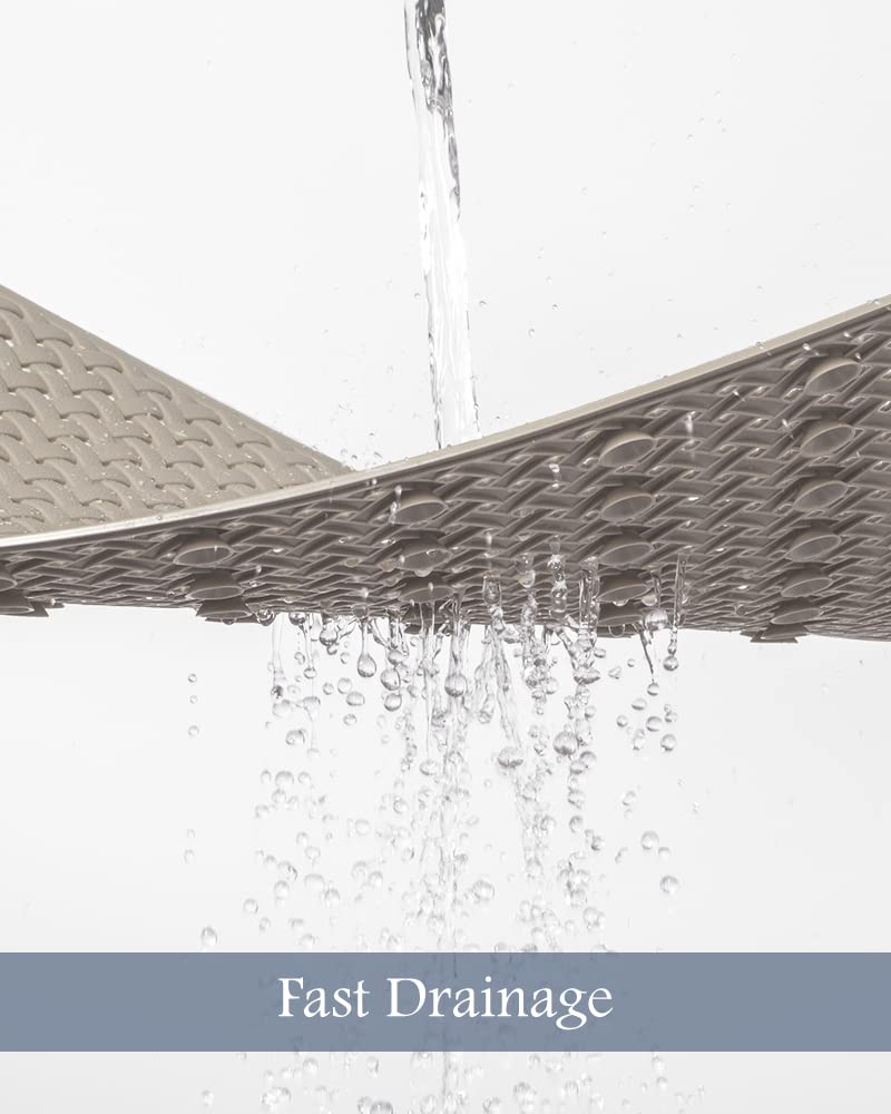 PADOOR Bathtub-Mat Non Slip with Suction Cups and Drain Holes, Machine Washable Shower Mat Anti Slip Bath Mat for Tub for Kids (14"x27" Gray)