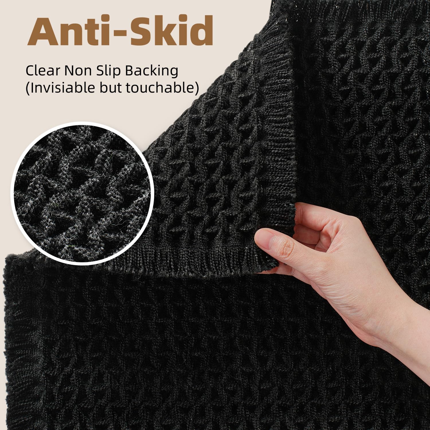 PADOOR Checkered Bath Mat, Super Absorbent Non Slip Bath Mats for Bathroom Floor 3D Two Tone Woven Bathroom Mat with Tassels Machine Washable Bathroom Rugs Beside Tub, 17" x 24", Brown & Cream