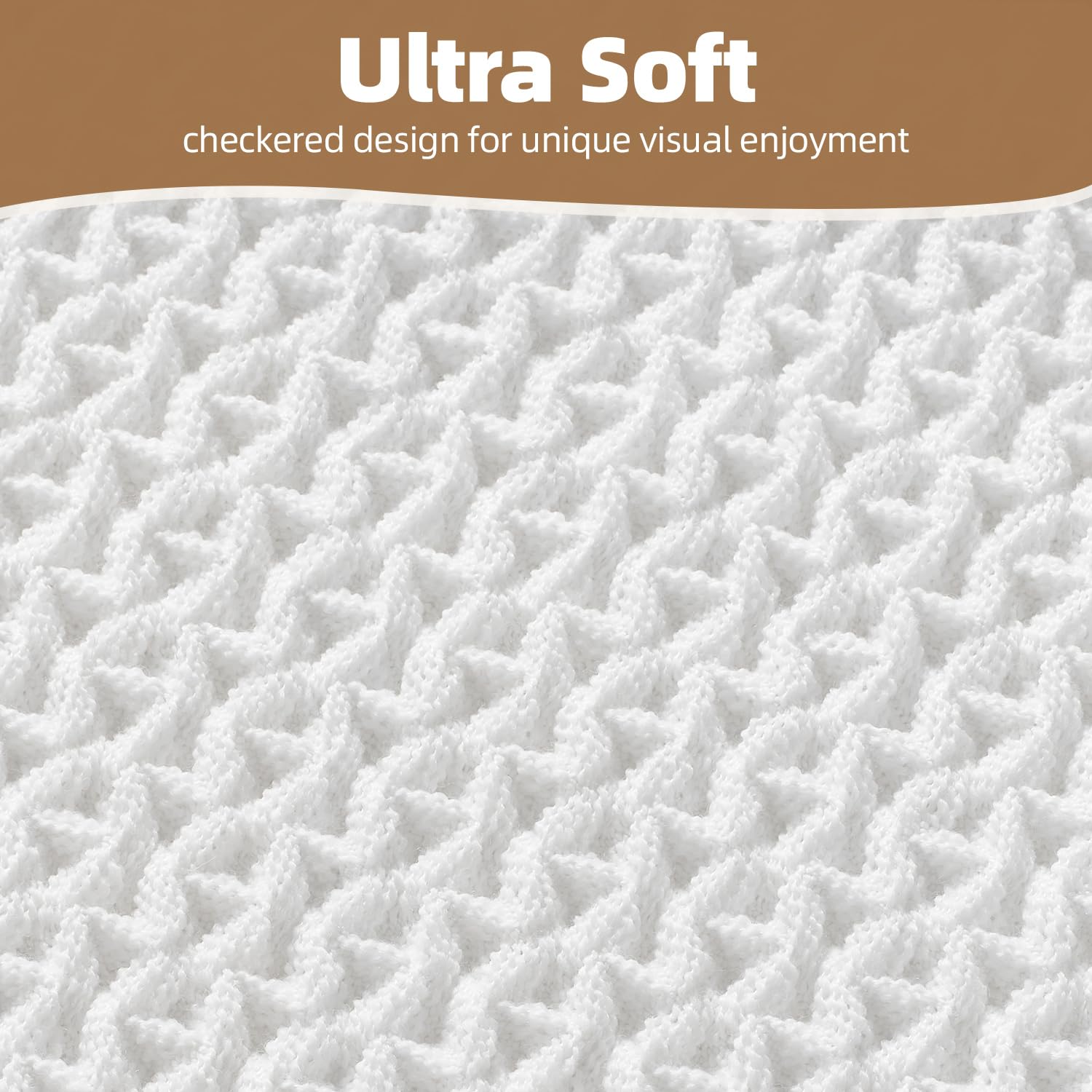 PADOOR Checkered Bath Mat, Super Absorbent Non Slip Bath Mats for Bathroom Floor 3D Two Tone Woven Bathroom Mat with Tassels Machine Washable Bathroom Rugs Beside Tub, 17" x 24", Brown & Cream