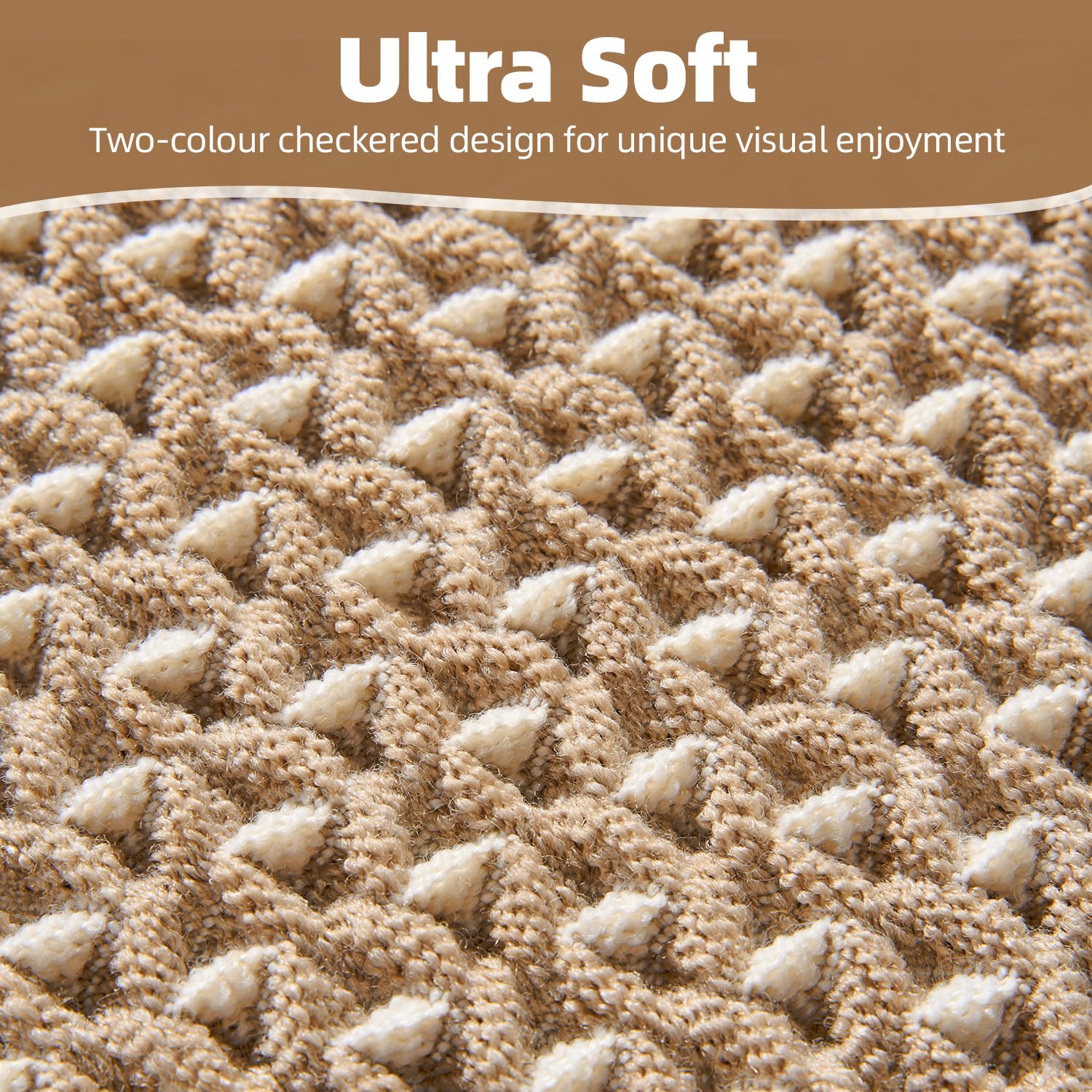 PADOOR Checkered Bath Mat, Super Absorbent Non Slip Bath Mats for Bathroom Floor 3D Two Tone Woven Bathroom Mat with Tassels Machine Washable Bathroom Rugs Beside Tub, 17" x 24", Brown & Cream