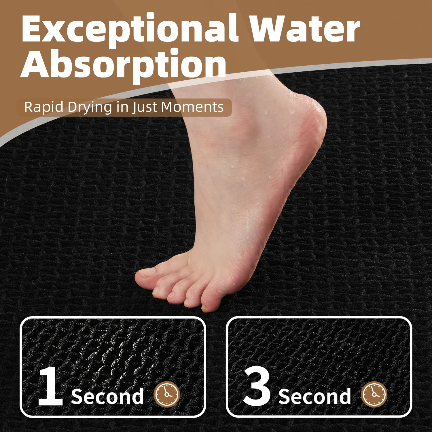 PADOOR Checkered Bath Mat, Super Absorbent Non Slip Bath Mats for Bathroom Floor 3D Two Tone Woven Bathroom Mat with Tassels Machine Washable Bathroom Rugs Beside Tub, 17" x 24", Brown & Cream