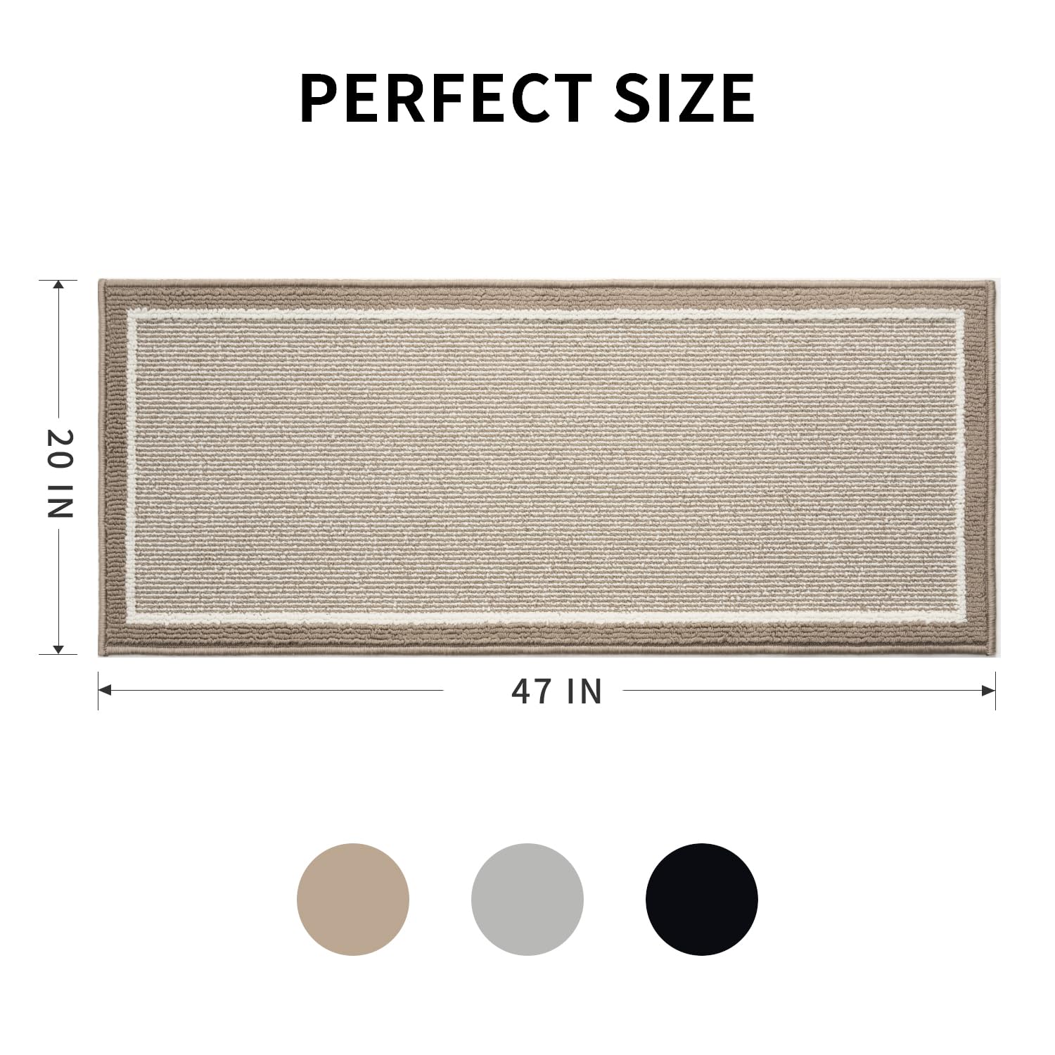 PADOOR Kitchen-Mats for Floor 100% Polypropylene Kitchen Rugs Non Slip Washable, Durable Dirt Resist Half Circle Rug TPR Backed Kitchen Floor Mat, 18"x28", Beige