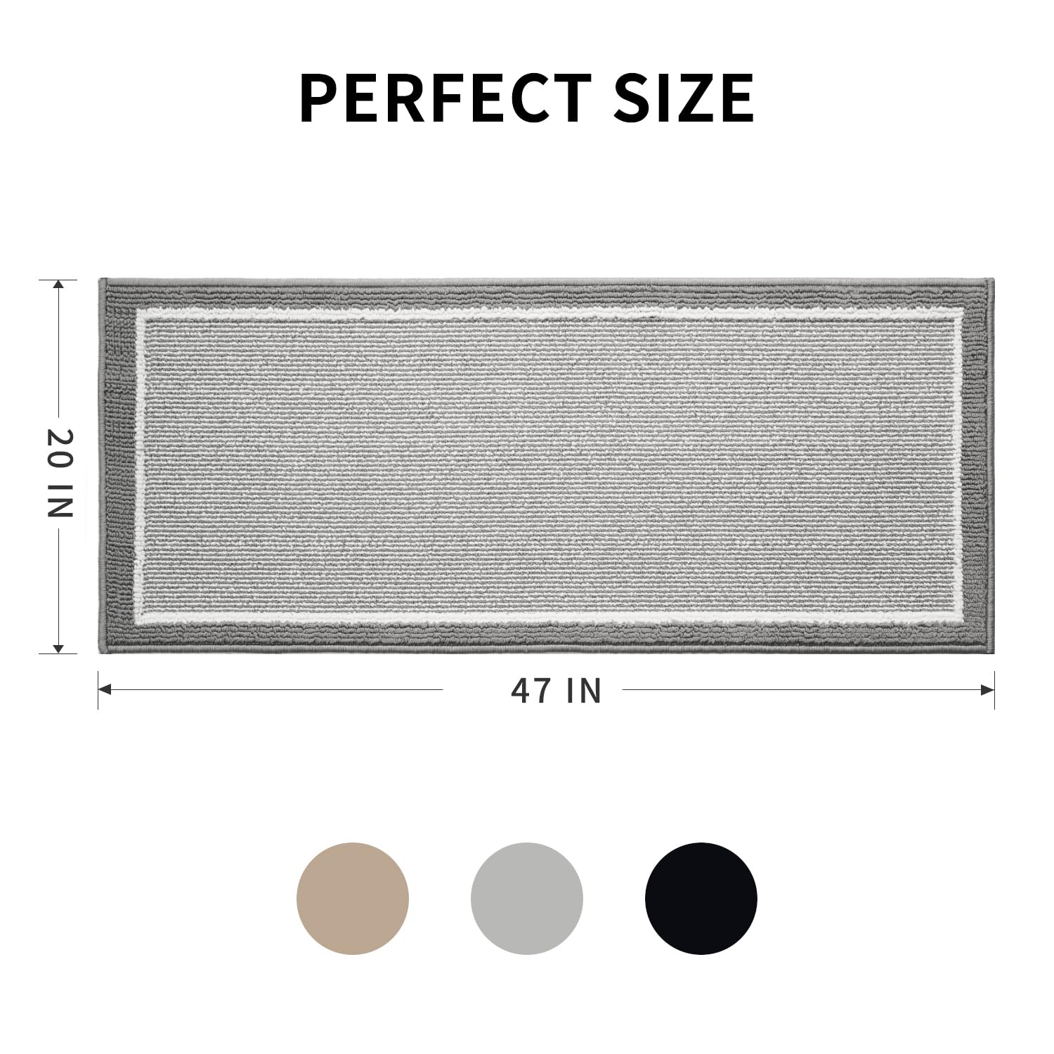 PADOOR Kitchen-Mats for Floor 100% Polypropylene Kitchen Rugs Non Slip Washable, Durable Dirt Resist Half Circle Rug TPR Backed Kitchen Floor Mat, 18"x28", Beige