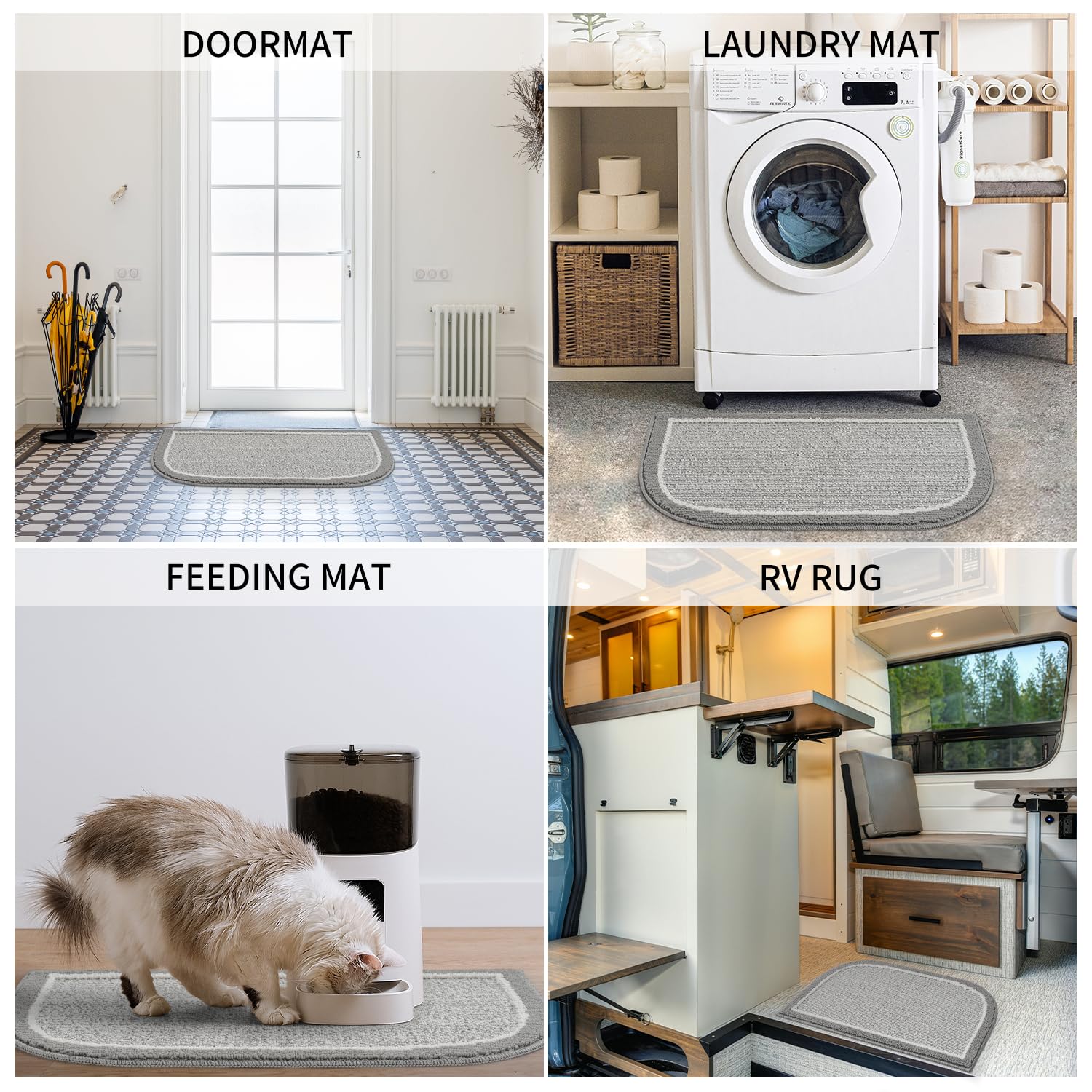 PADOOR Kitchen-Mats for Floor 100% Polypropylene Kitchen Rugs Non Slip Washable, Durable Dirt Resist Half Circle Rug TPR Backed Kitchen Floor Mat, 18"x28", Beige