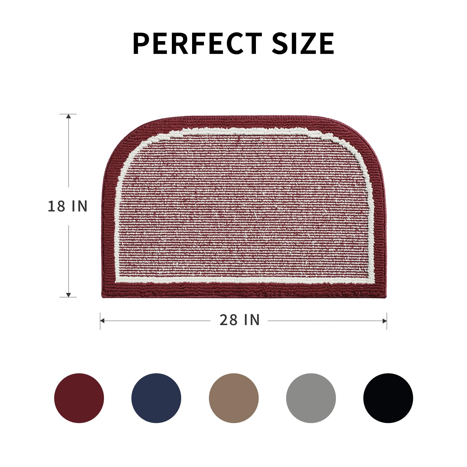 PADOOR Kitchen-Mats for Floor 100% Polypropylene Kitchen Rugs Non Slip Washable, Durable Dirt Resist Half Circle Rug TPR Backed Kitchen Floor Mat, 18"x28", Beige