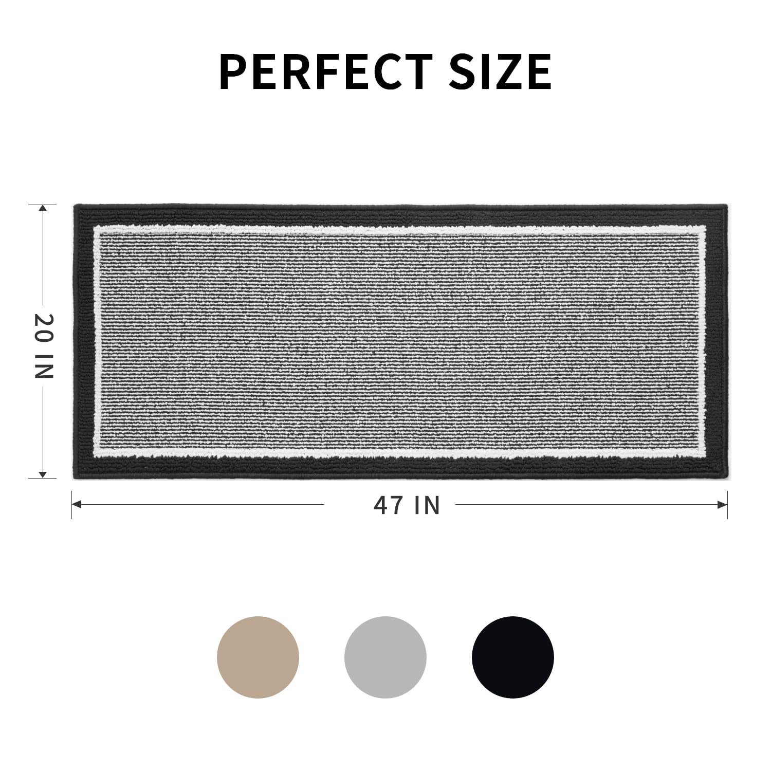 PADOOR Kitchen-Mats for Floor 100% Polypropylene Kitchen Rugs Non Slip Washable, Durable Dirt Resist Half Circle Rug TPR Backed Kitchen Floor Mat, 18"x28", Beige