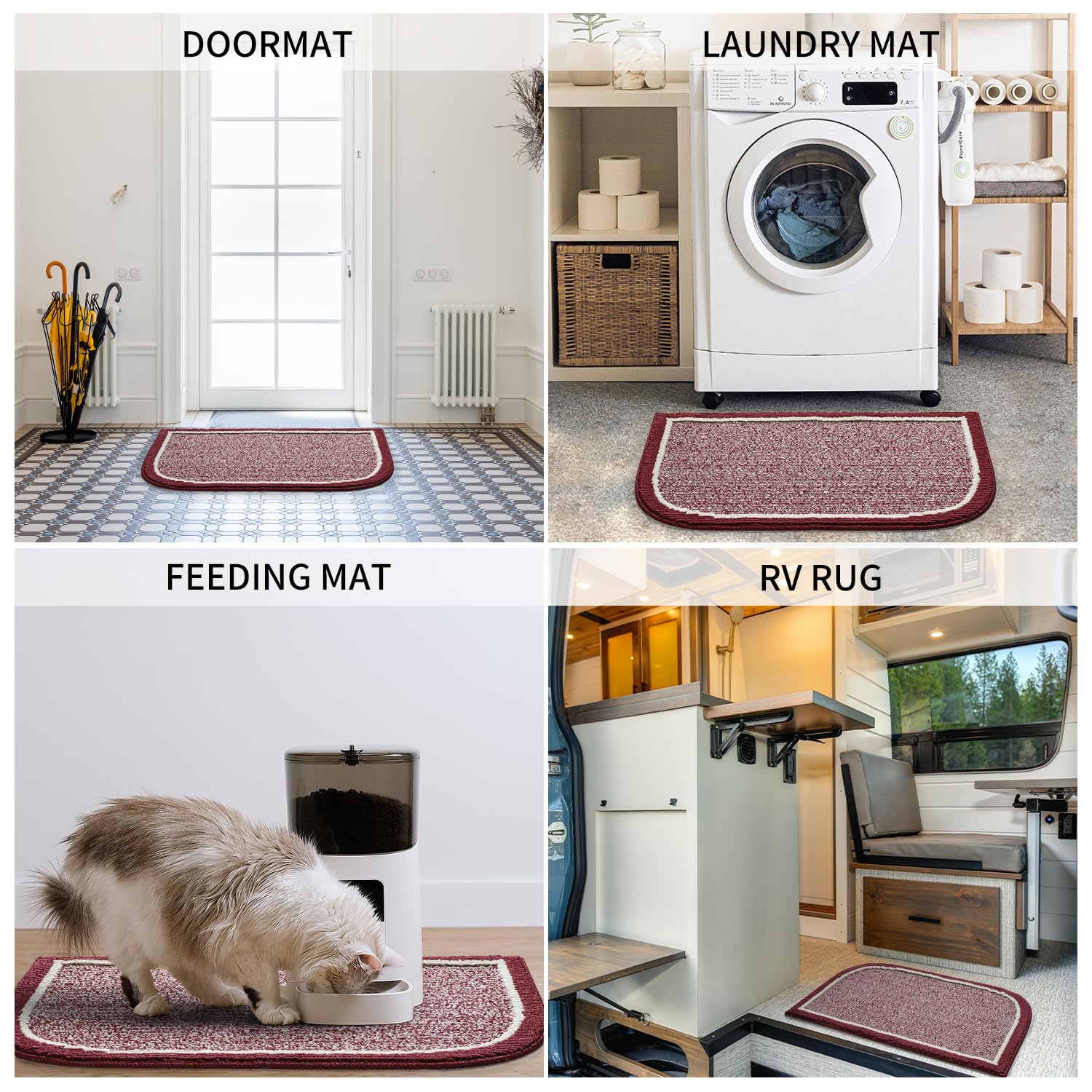 PADOOR Kitchen-Mats for Floor 100% Polypropylene Kitchen Rugs Non Slip Washable, Durable Dirt Resist Half Circle Rug TPR Backed Kitchen Floor Mat, 18"x28", Beige