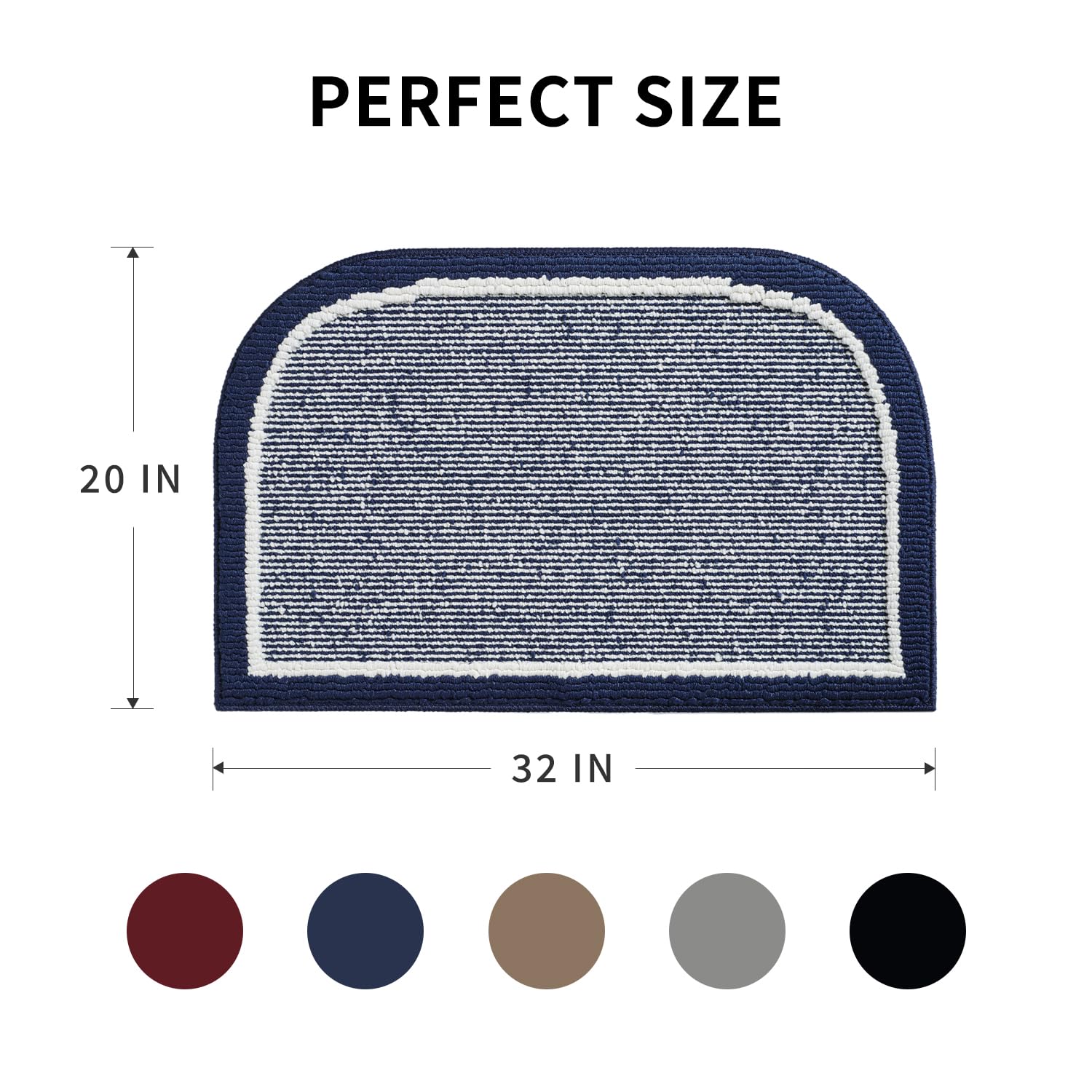 PADOOR Kitchen-Mats for Floor 100% Polypropylene Kitchen Rugs Non Slip Washable, Durable Dirt Resist Half Circle Rug TPR Backed Kitchen Floor Mat, 18"x28", Beige