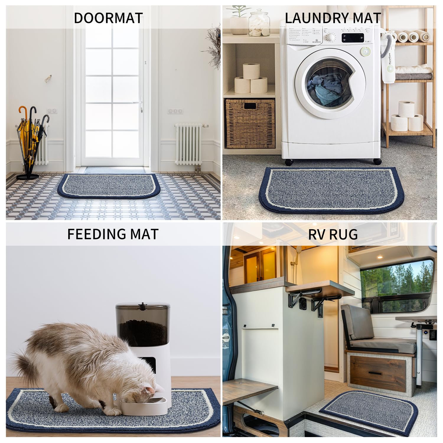 PADOOR Kitchen-Mats for Floor 100% Polypropylene Kitchen Rugs Non Slip Washable, Durable Dirt Resist Half Circle Rug TPR Backed Kitchen Floor Mat, 18"x28", Beige