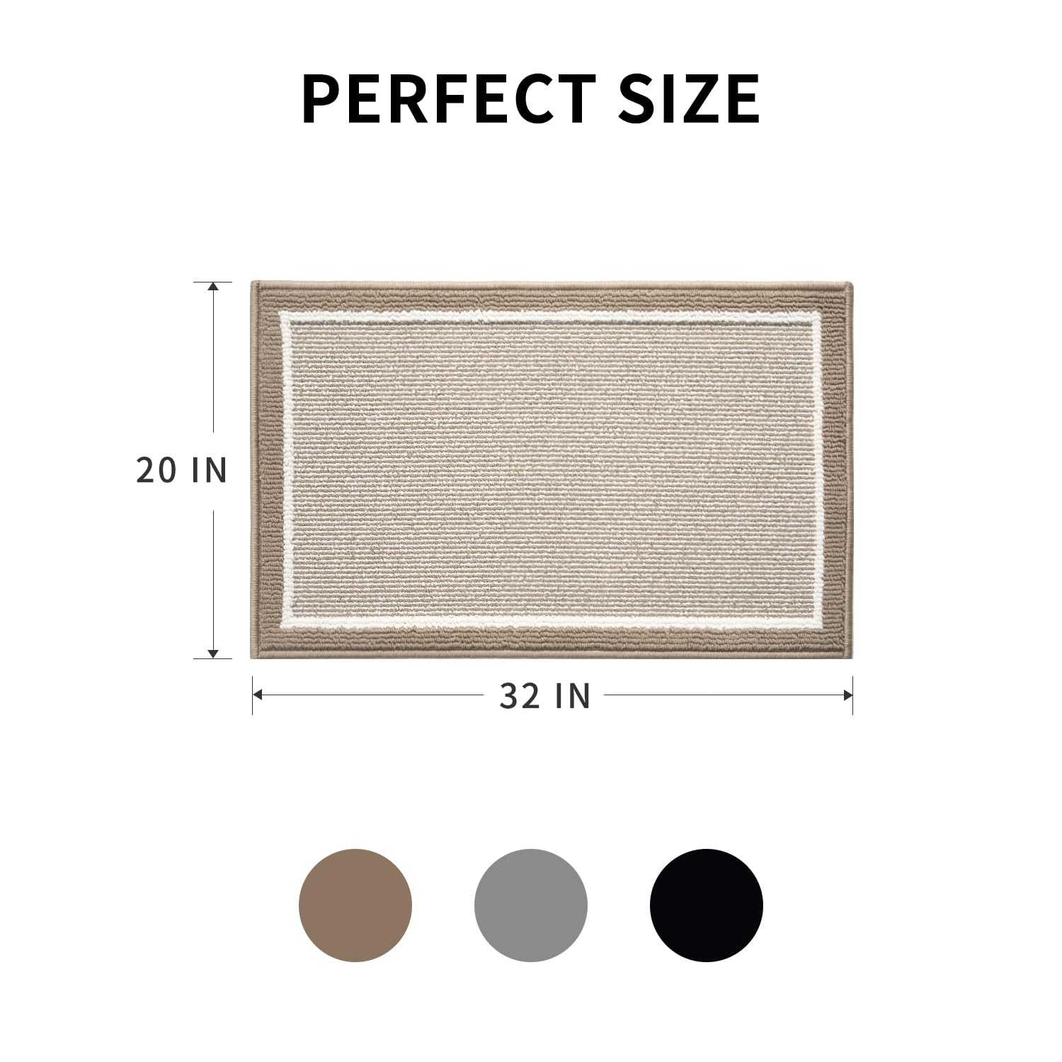 PADOOR Kitchen-Mats for Floor 100% Polypropylene Kitchen Rugs Non Slip Washable, Durable Dirt Resist TPR Backed Kitchen Floor Mat, 20"x32", Beige