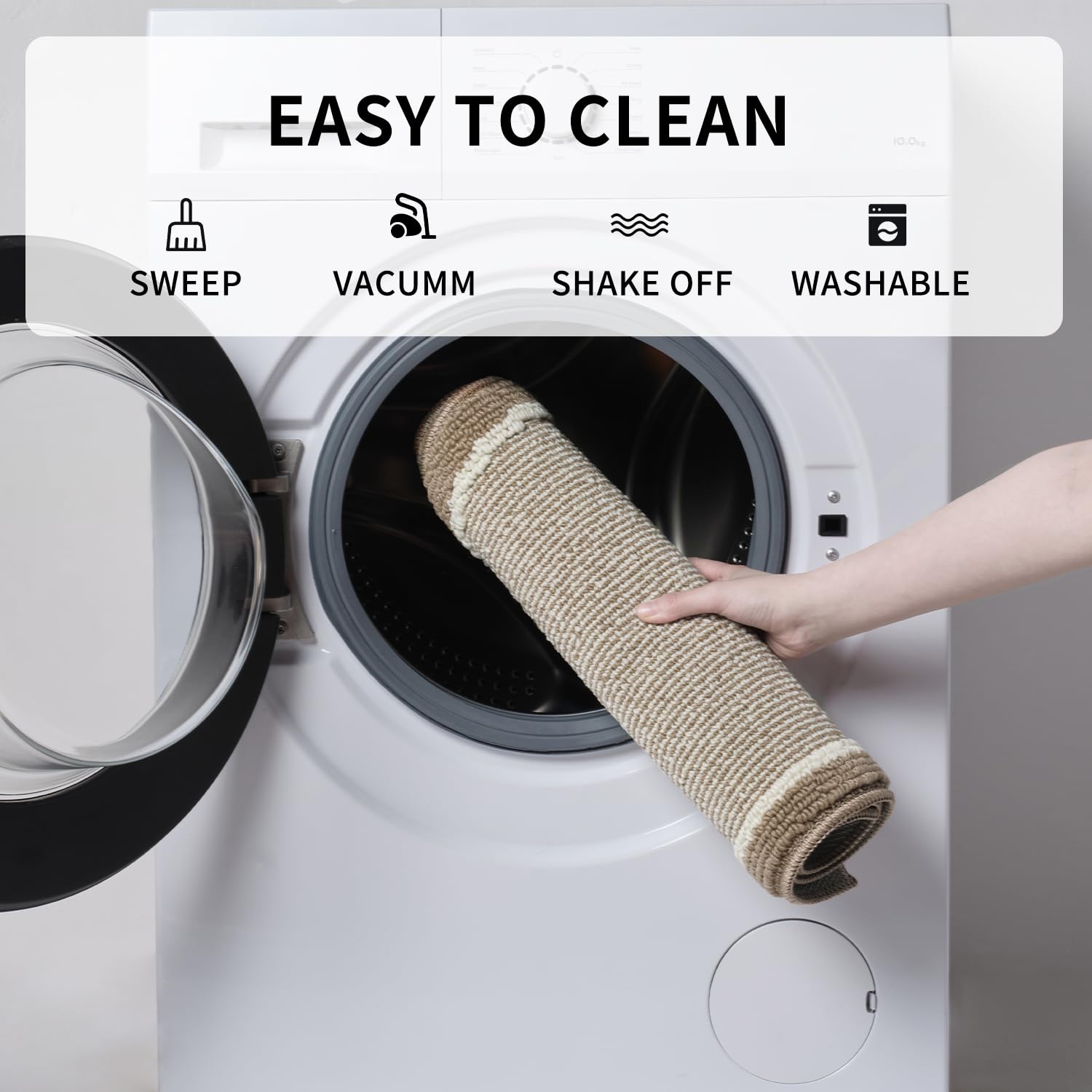 PADOOR Kitchen-Mats for Floor 100% Polypropylene Kitchen Rugs Non Slip Washable, Durable Dirt Resist TPR Backed Kitchen Floor Mat, 20"x32", Beige