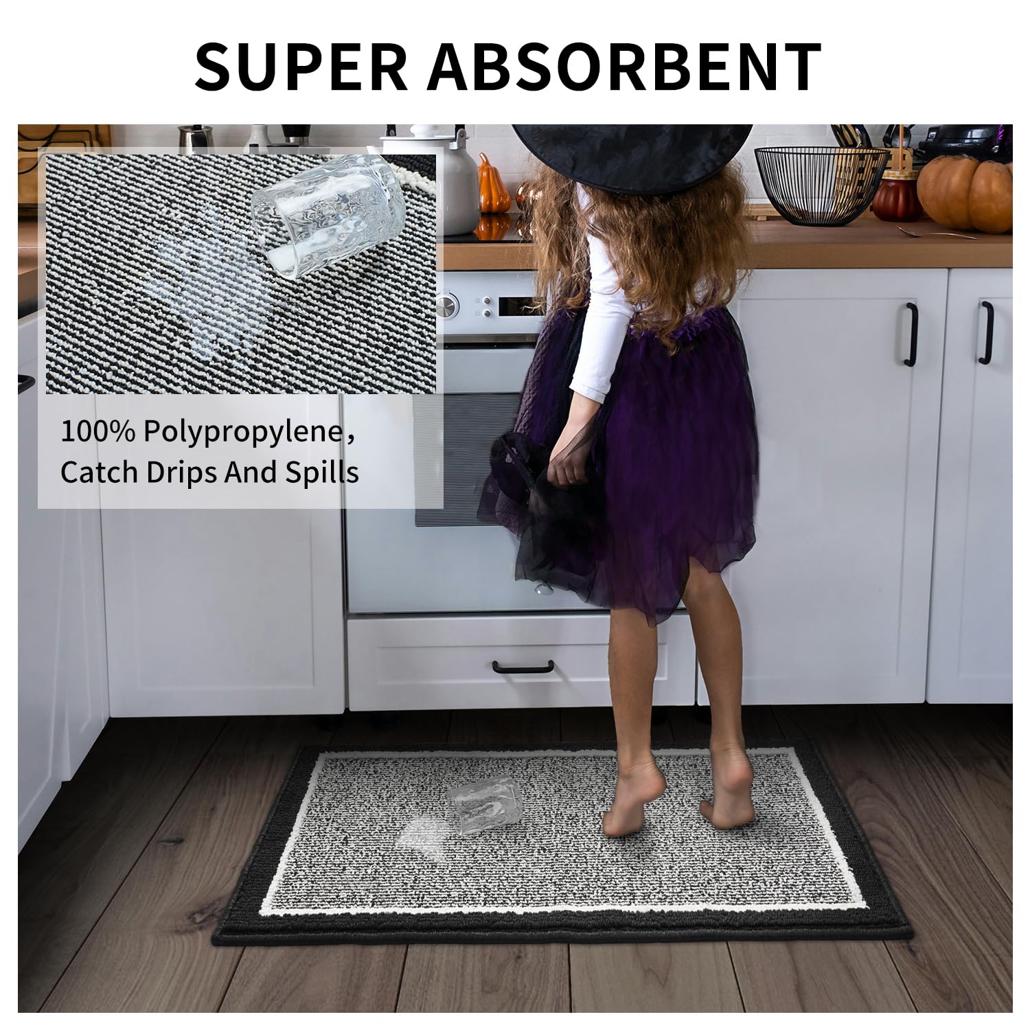 PADOOR Kitchen-Mats for Floor 100% Polypropylene Kitchen Rugs Non Slip Washable, Durable Dirt Resist TPR Backed Kitchen Floor Mat, 20"x32", Beige