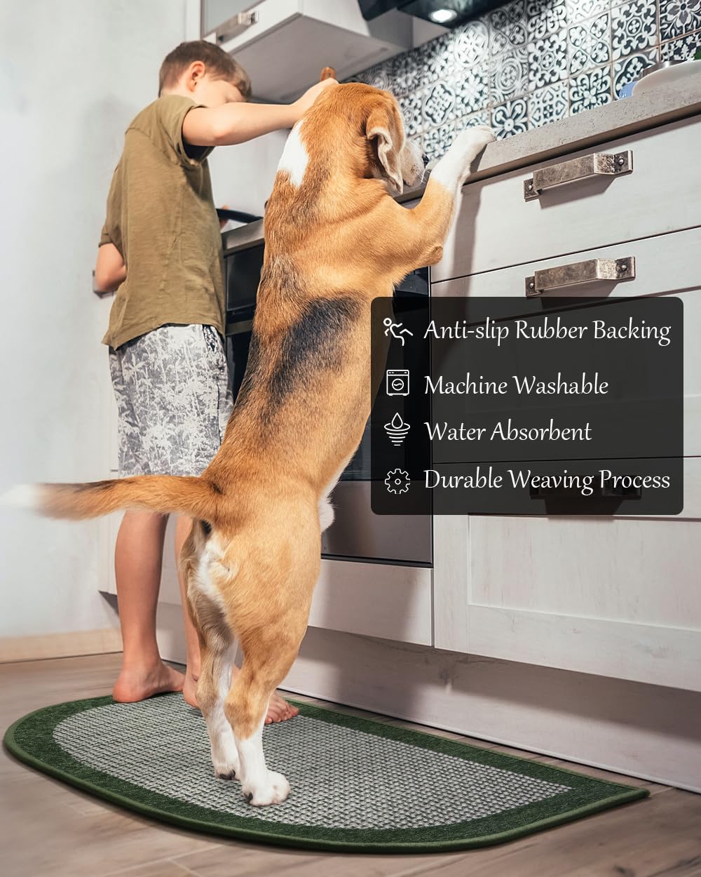 PADOOR Kitchen Mats for Floor, Kitchen Rugs Non Slip Washable, Rubber Backed Kitchen Runner Super Absorbent Kitchen Floor Mat Sink Rug, 20”x47” Grey