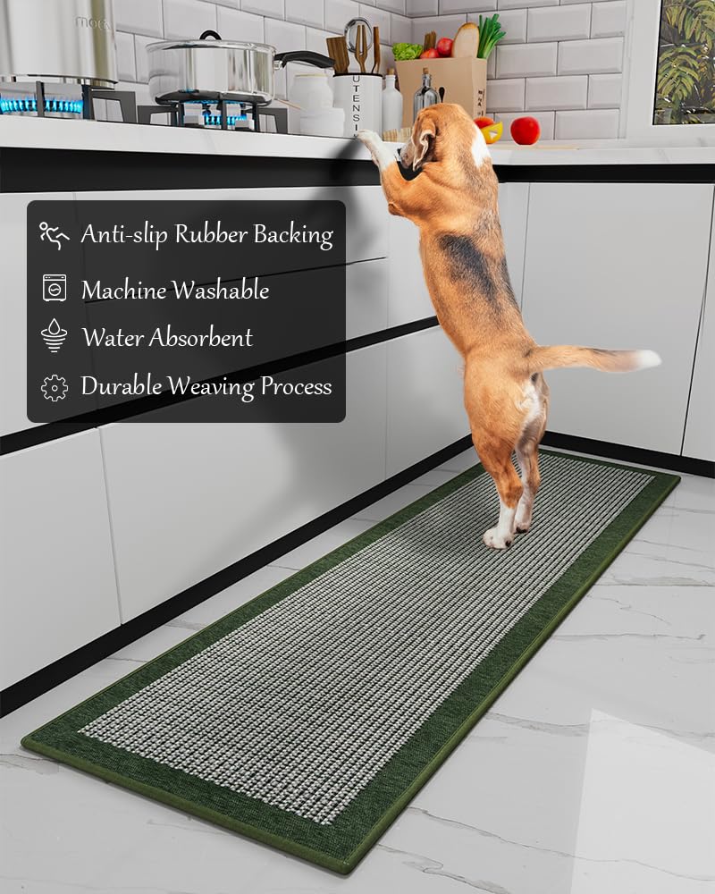 PADOOR Kitchen Mats for Floor, Kitchen Rugs Non Slip Washable, Rubber Backed Kitchen Runner Super Absorbent Kitchen Floor Mat Sink Rug, 20”x47” Grey