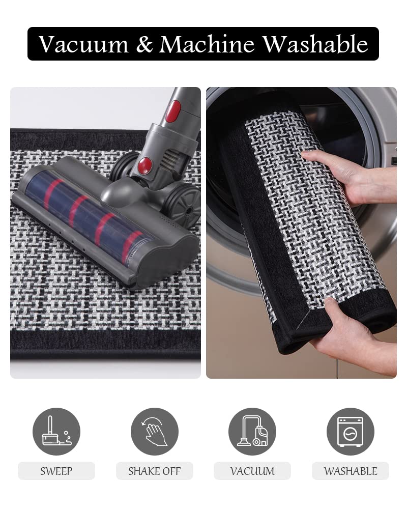 PADOOR Kitchen Mats for Floor, Kitchen Rugs Non Slip Washable, Rubber Backed Kitchen Runner Super Absorbent Kitchen Floor Mat Sink Rug, 20”x47” Grey