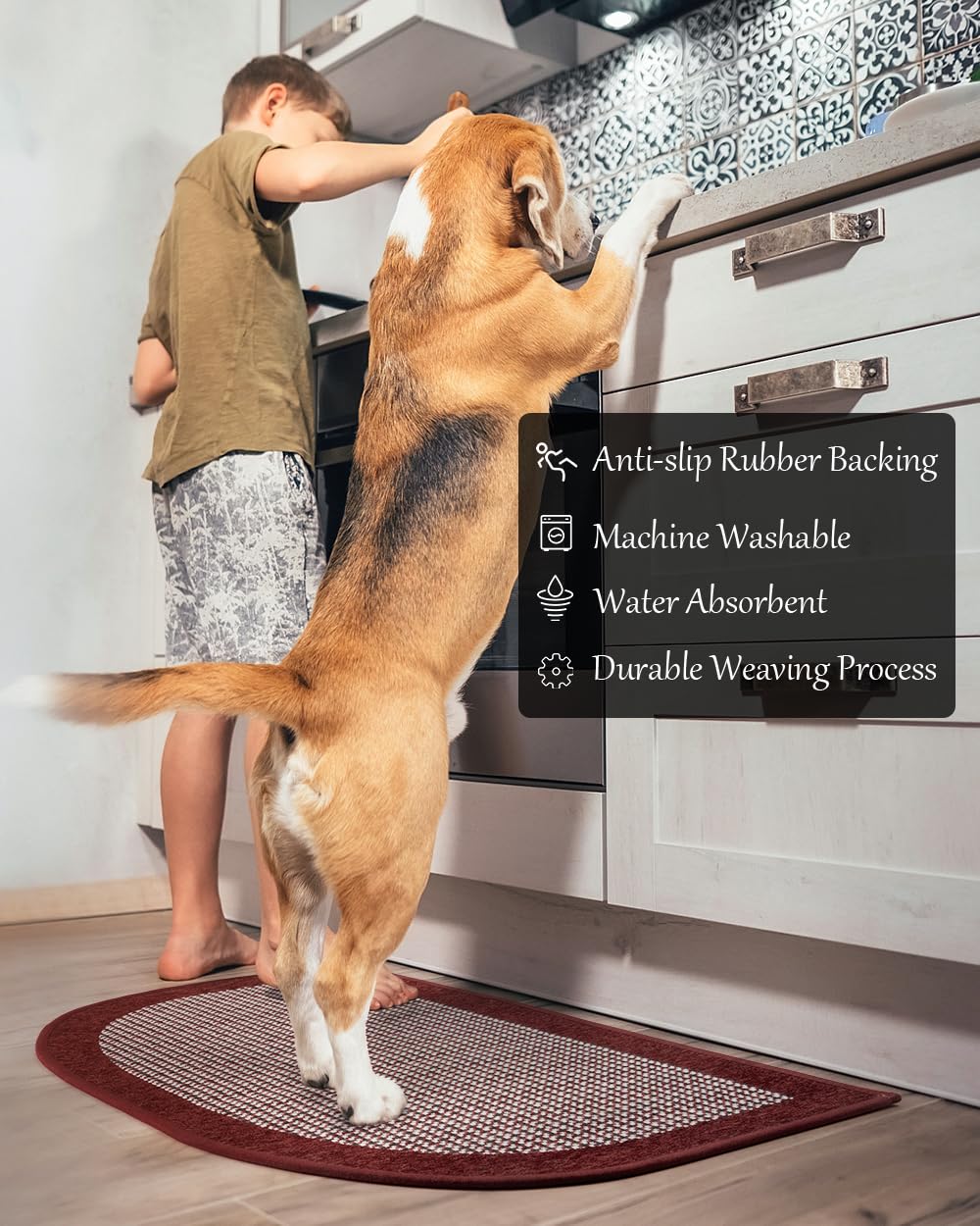 PADOOR Kitchen Mats for Floor, Kitchen Rugs Non Slip Washable, Rubber Backed Kitchen Runner Super Absorbent Kitchen Floor Mat Sink Rug, 20”x47” Grey