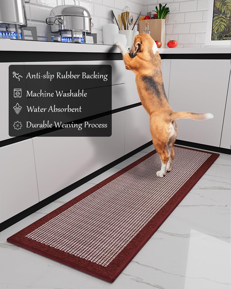 PADOOR Kitchen Mats for Floor, Kitchen Rugs Non Slip Washable, Rubber Backed Kitchen Runner Super Absorbent Kitchen Floor Mat Sink Rug, 20”x47” Grey