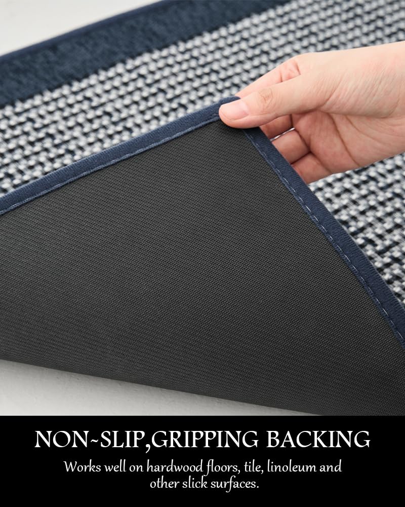 PADOOR Kitchen Mats for Floor, Kitchen Rugs Non Slip Washable, Rubber Backed Kitchen Runner Super Absorbent Kitchen Floor Mat Sink Rug, 20”x47” Grey
