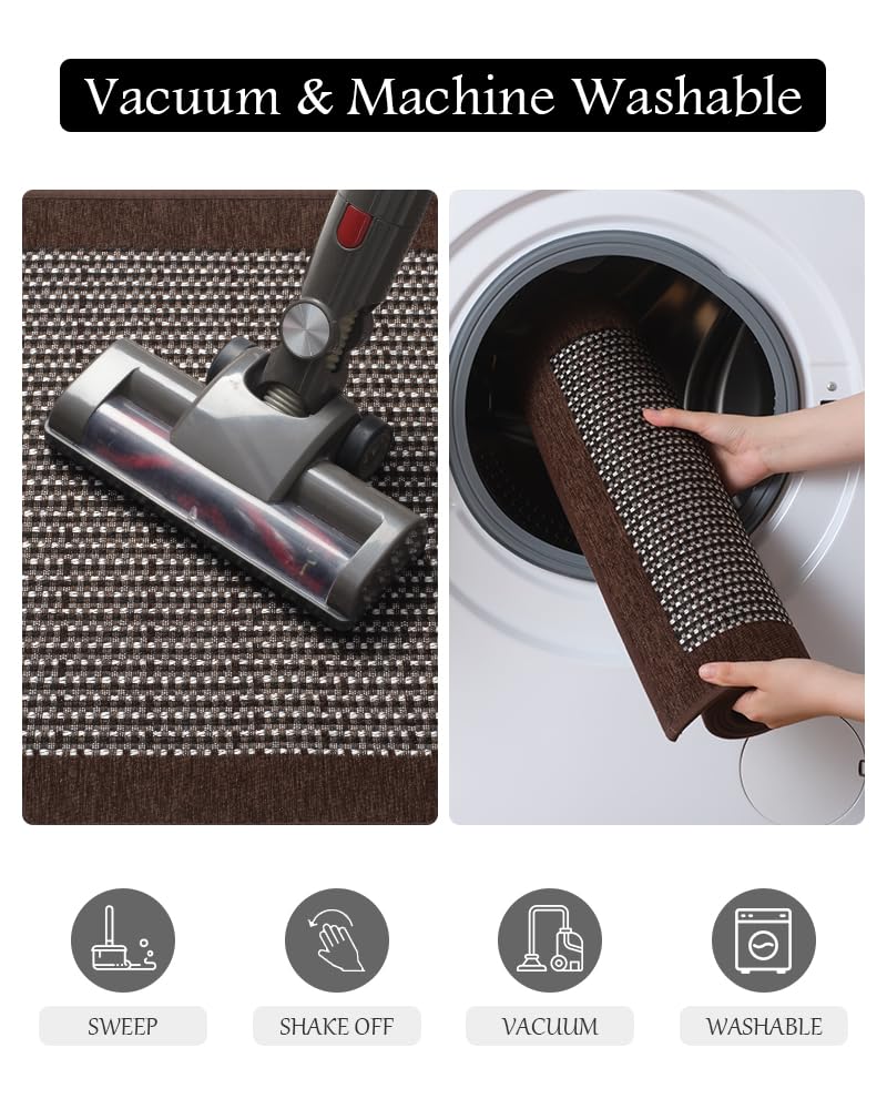 PADOOR Kitchen Mats for Floor, Kitchen Rugs Non Slip Washable, Rubber Backed Kitchen Runner Super Absorbent Kitchen Floor Mat Sink Rug, 20”x47” Grey