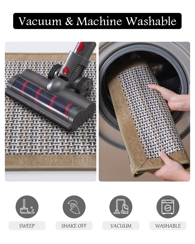 PADOOR Kitchen Mats for Floor, Kitchen Rugs Non Slip Washable, Rubber Backed Kitchen Runner Super Absorbent Kitchen Floor Mat Sink Rug, 20”x47” Grey