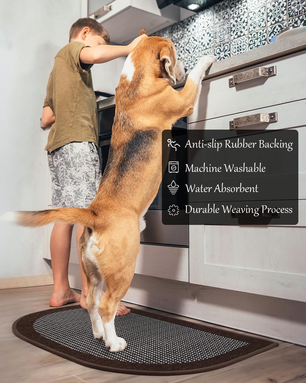 PADOOR Kitchen Mats for Floor, Kitchen Rugs Non Slip Washable, Rubber Backed Kitchen Runner Super Absorbent Kitchen Floor Mat Sink Rug, 20”x47” Grey