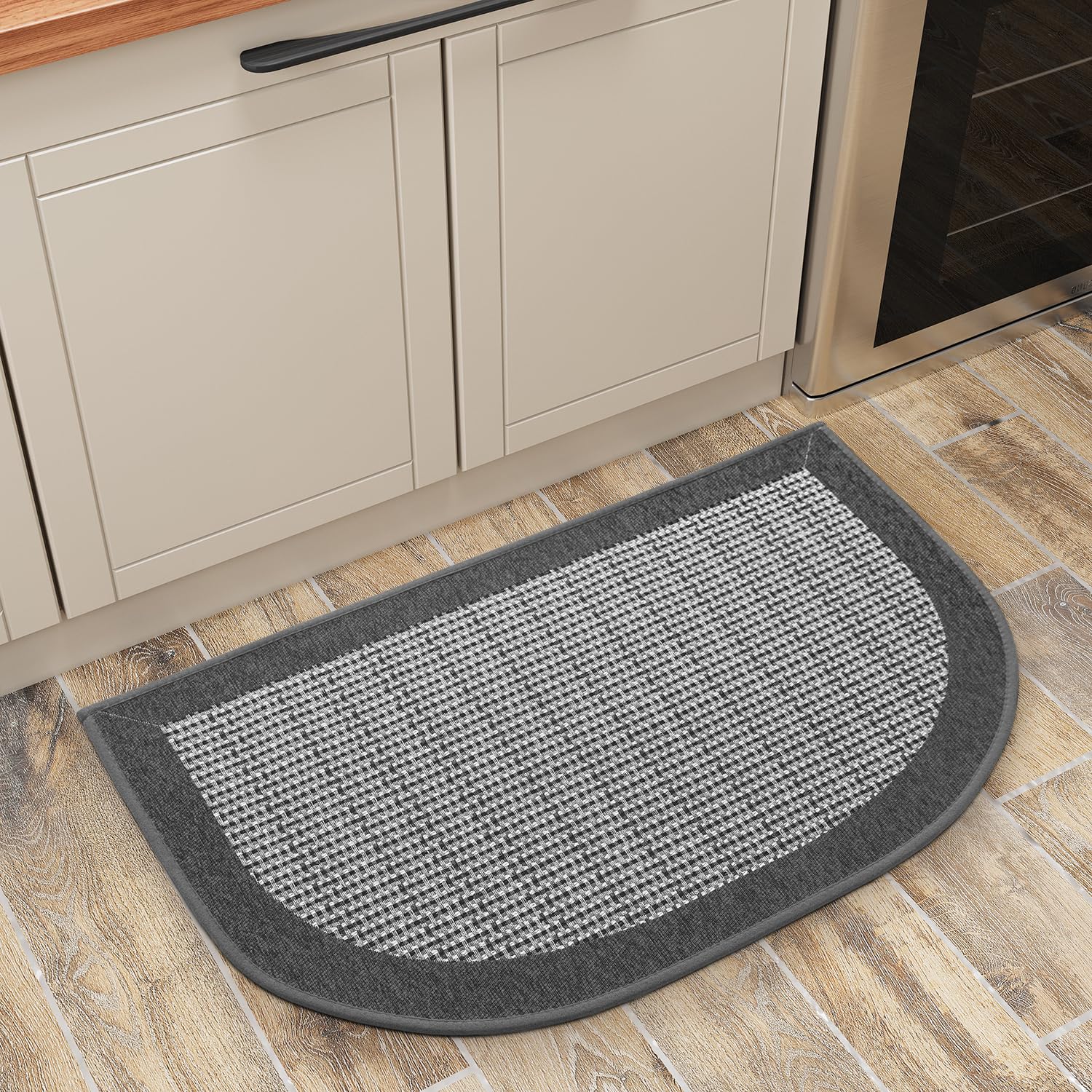 PADOOR Kitchen Mats for Floor, Kitchen Rugs Non Slip Washable, Rubber Backed Kitchen Runner Super Absorbent Kitchen Floor Mat Sink Rug, 20”x47” Grey