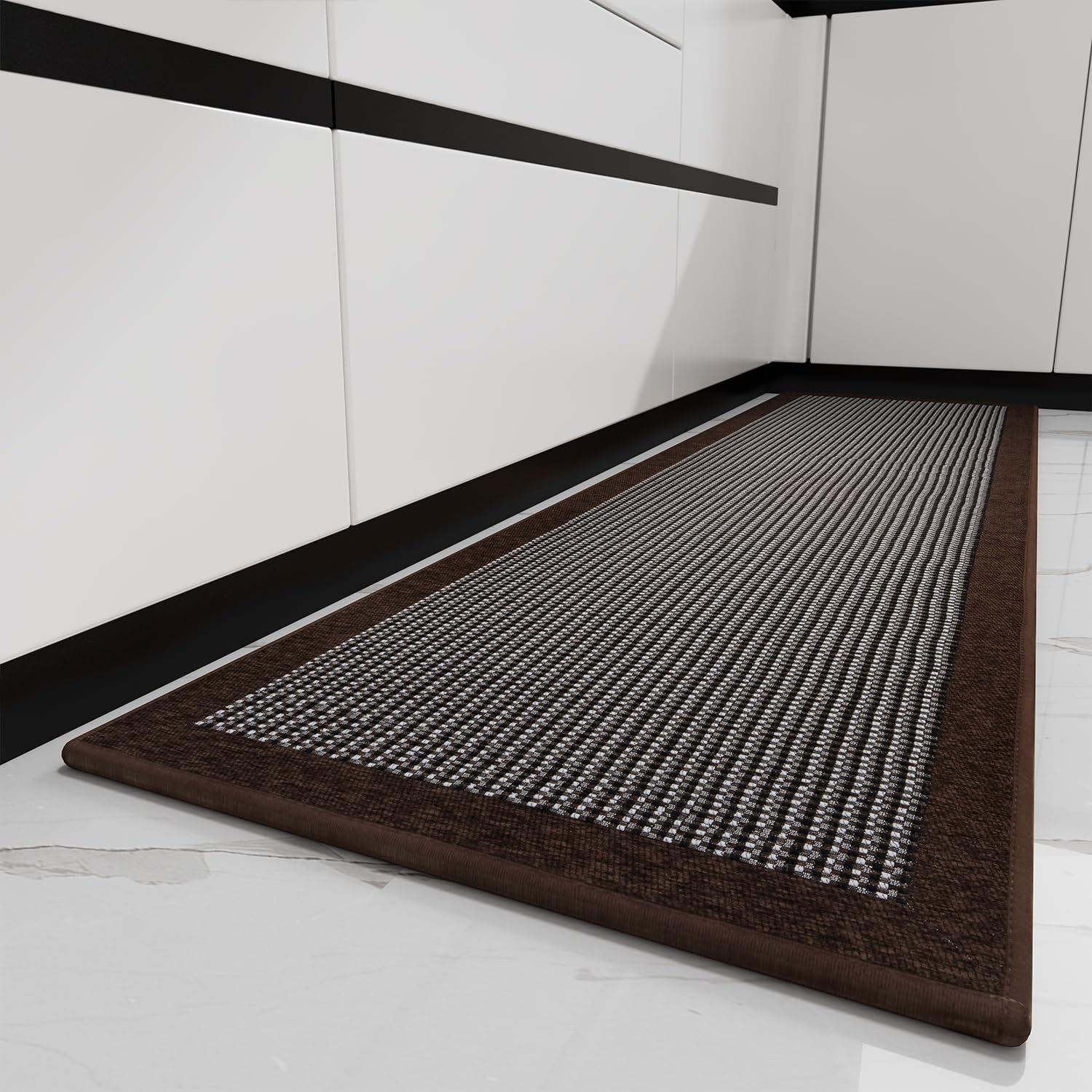 PADOOR Kitchen Mats for Floor, Kitchen Rugs Non Slip Washable, Rubber Backed Kitchen Runner Super Absorbent Kitchen Floor Mat Sink Rug, 20”x47” Grey