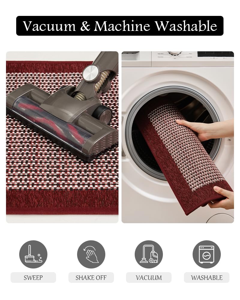 PADOOR Kitchen Mats for Floor, Kitchen Rugs Non Slip Washable, Rubber Backed Kitchen Runner Super Absorbent Kitchen Floor Mat Sink Rug, 20”x47” Grey