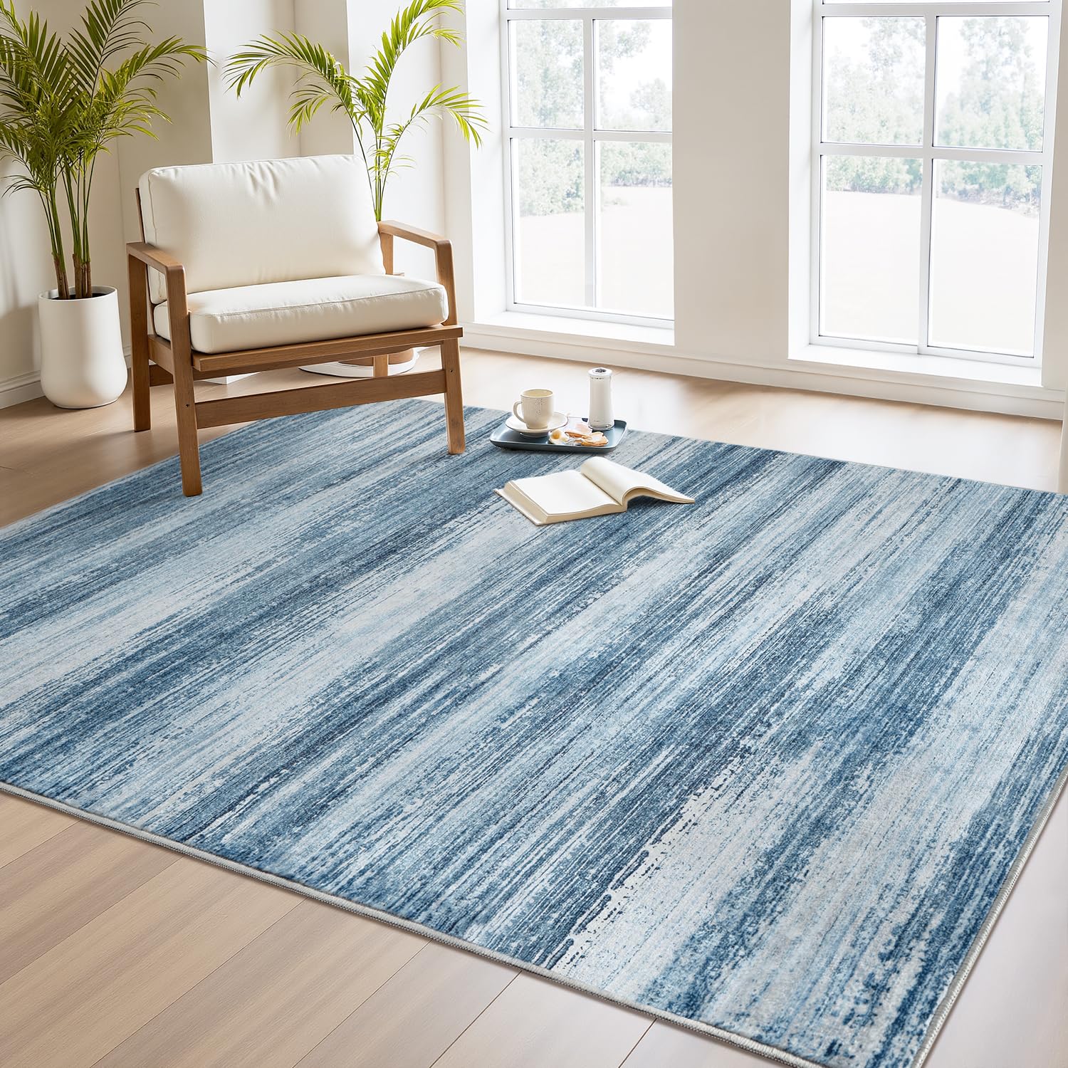 PADOOR Modern Abstract Runner Rug - 2x6 Washable Hallway Rugs, Ultra Soft Non-Slip Low Pile Floor Rugs for Hallway Entryway Kitchen Bedroom Bedside Laundry Room Grey