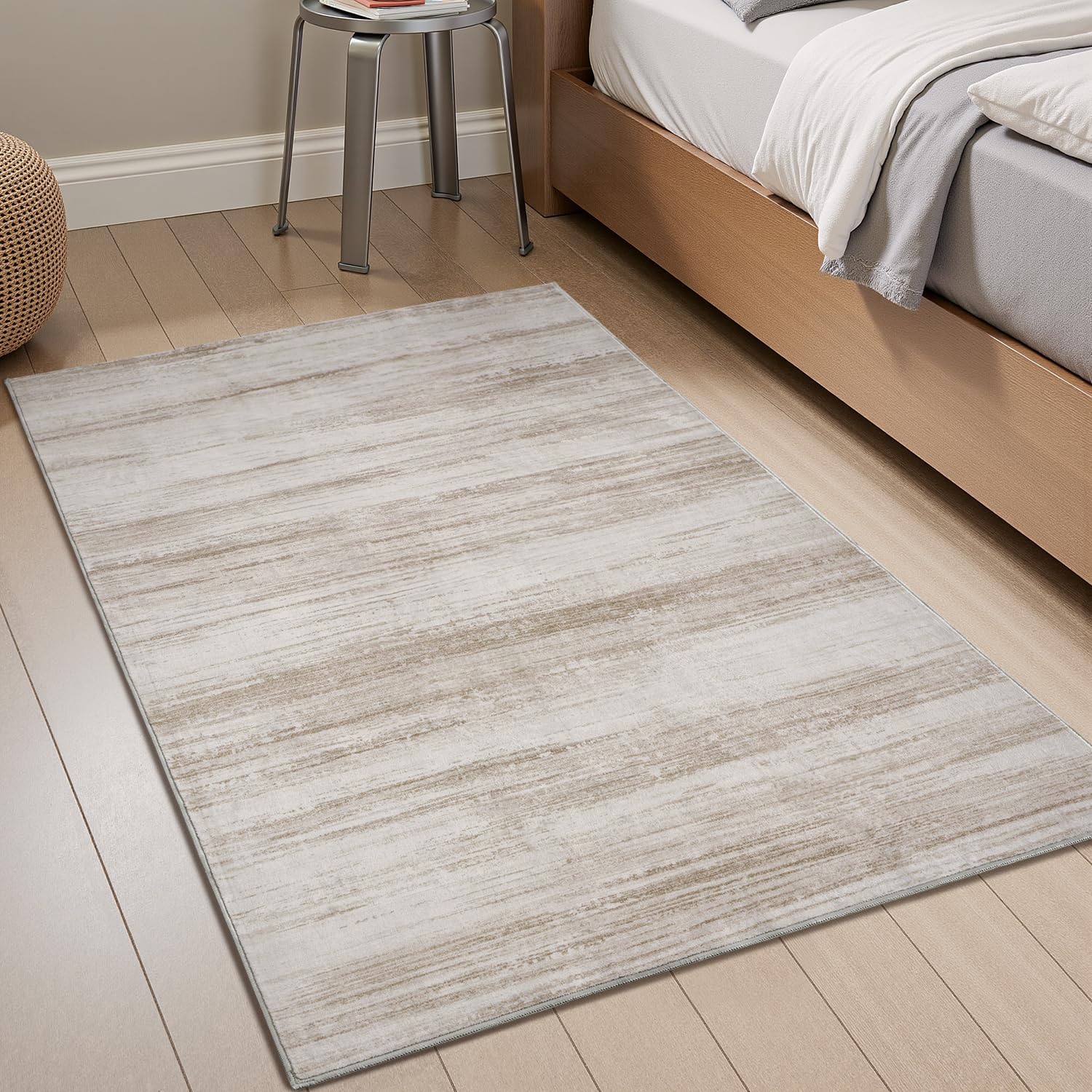 PADOOR Modern Abstract Runner Rug - 2x6 Washable Hallway Rugs, Ultra Soft Non-Slip Low Pile Floor Rugs for Hallway Entryway Kitchen Bedroom Bedside Laundry Room Grey