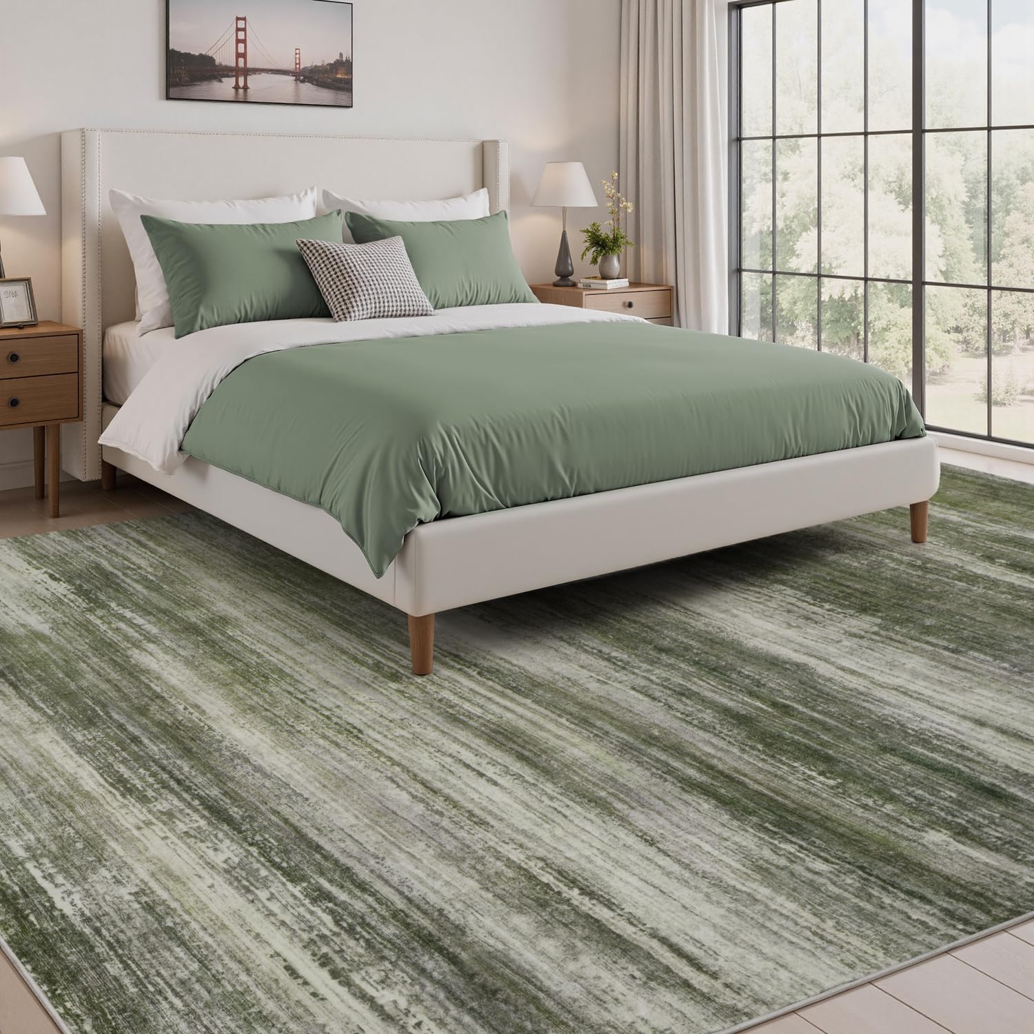 PADOOR Modern Abstract Runner Rug - 2x6 Washable Hallway Rugs, Ultra Soft Non-Slip Low Pile Floor Rugs for Hallway Entryway Kitchen Bedroom Bedside Laundry Room Grey