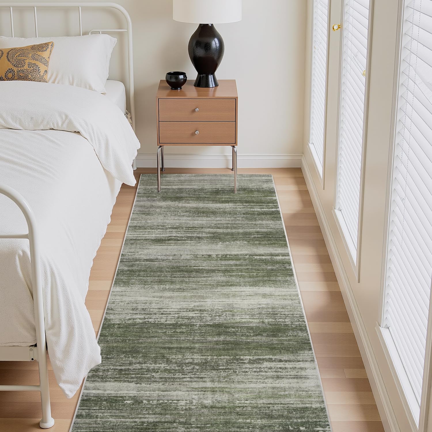 PADOOR Modern Abstract Runner Rug - 2x6 Washable Hallway Rugs, Ultra Soft Non-Slip Low Pile Floor Rugs for Hallway Entryway Kitchen Bedroom Bedside Laundry Room Grey