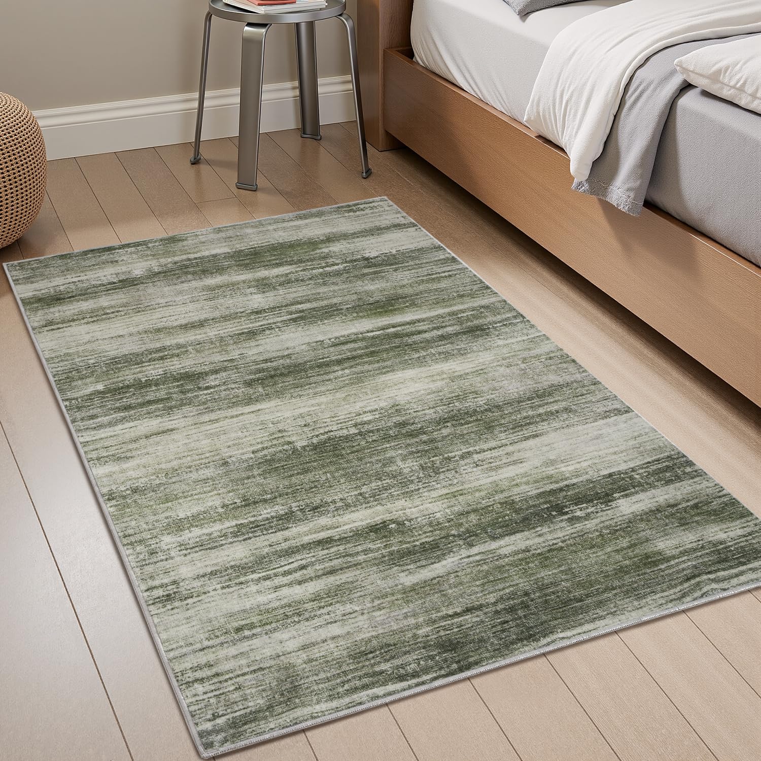 PADOOR Modern Abstract Runner Rug - 2x6 Washable Hallway Rugs, Ultra Soft Non-Slip Low Pile Floor Rugs for Hallway Entryway Kitchen Bedroom Bedside Laundry Room Grey