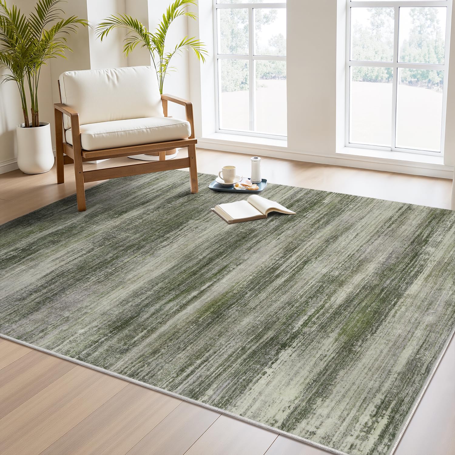 PADOOR Modern Abstract Runner Rug - 2x6 Washable Hallway Rugs, Ultra Soft Non-Slip Low Pile Floor Rugs for Hallway Entryway Kitchen Bedroom Bedside Laundry Room Grey