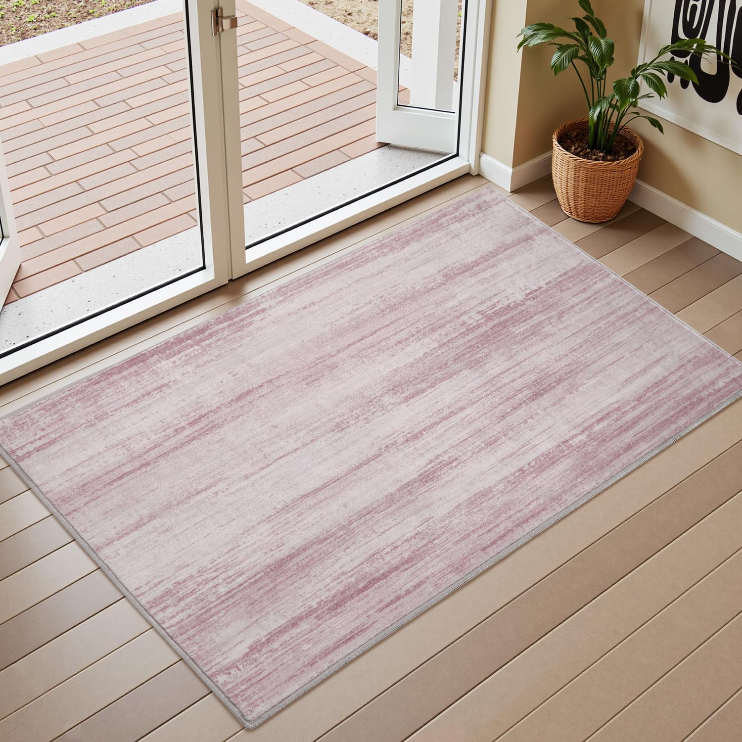 PADOOR Modern Abstract Runner Rug - 2x6 Washable Hallway Rugs, Ultra Soft Non-Slip Low Pile Floor Rugs for Hallway Entryway Kitchen Bedroom Bedside Laundry Room Grey