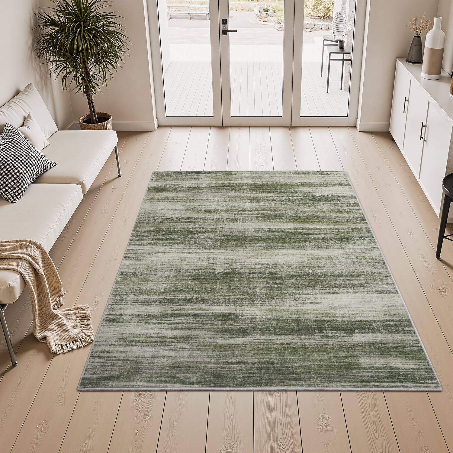 PADOOR Modern Abstract Runner Rug - 2x6 Washable Hallway Rugs, Ultra Soft Non-Slip Low Pile Floor Rugs for Hallway Entryway Kitchen Bedroom Bedside Laundry Room Grey