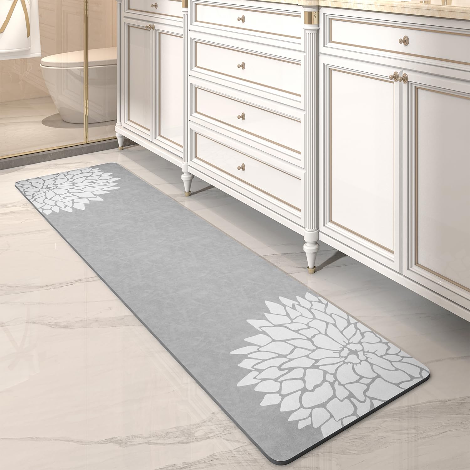 PADOOR-No Stains Bathroom Runner Rug-Bath Mats for Bathroom Non Slip-Super Absorbent Bath Floor Mat Quick Dry Diatomaceous Earth Bath Rug-Large Bathmat-17'' x47''