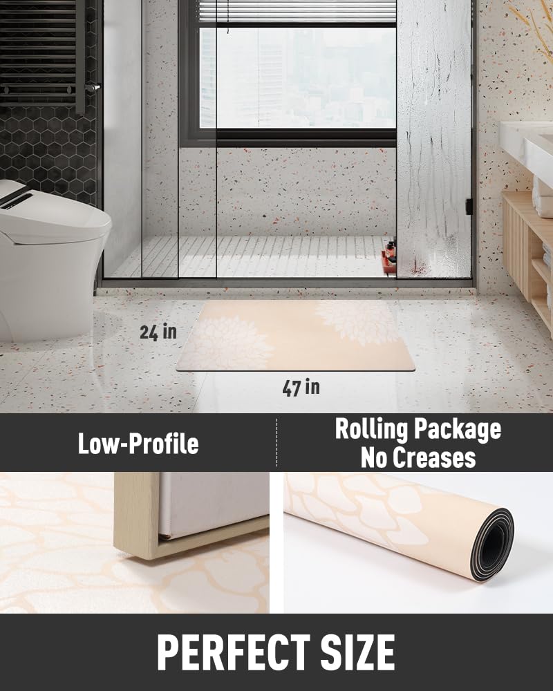 PADOOR-No Stains Bathroom Runner Rug-Bath Mats for Bathroom Non Slip-Super Absorbent Bath Floor Mat Quick Dry Diatomaceous Earth Bath Rug-Large Bathmat-17'' x47''